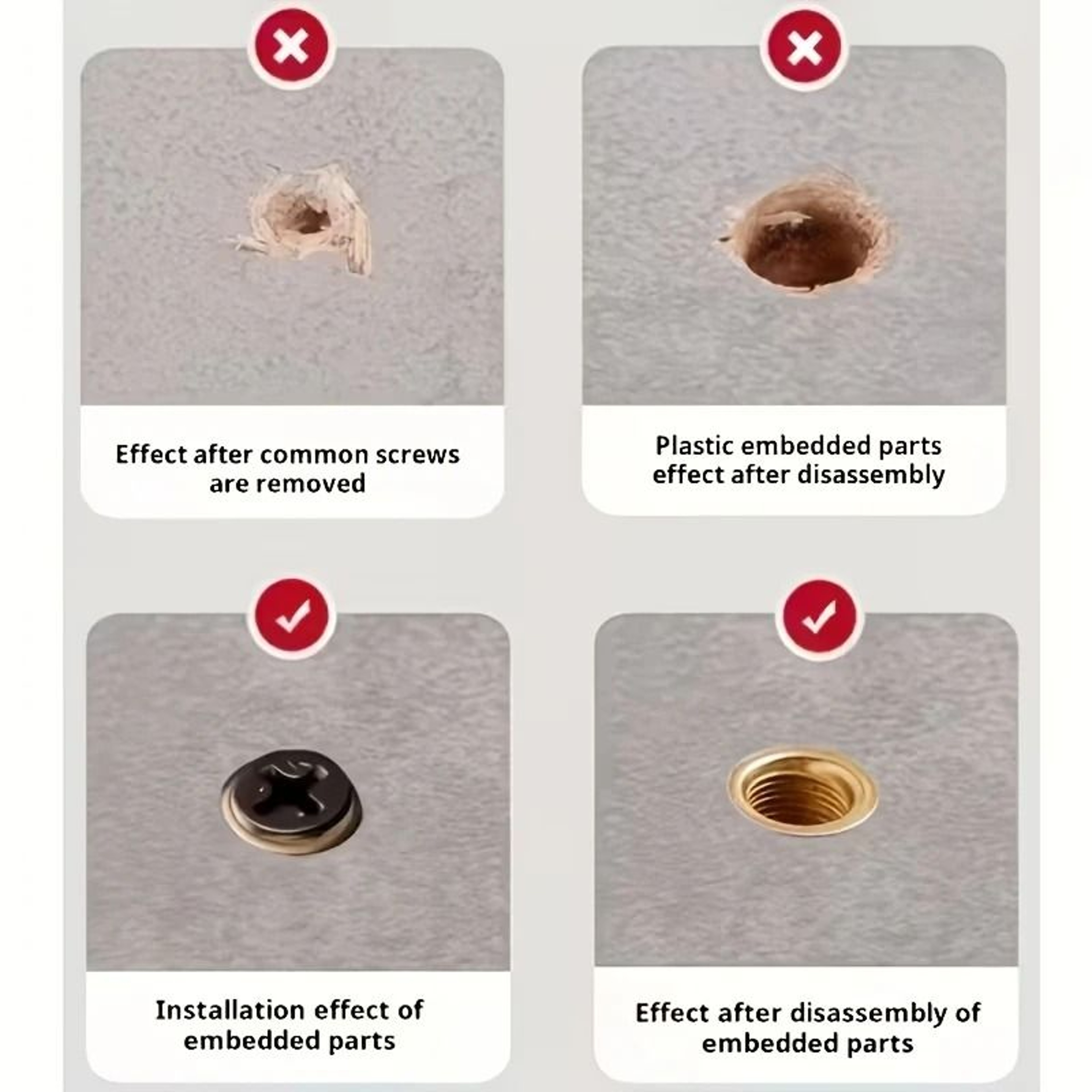 Hinge Repair Inserts Kit  Reusable PreEmbedded Fastener Inserts For Cabinet  Furniture Door Repair 5