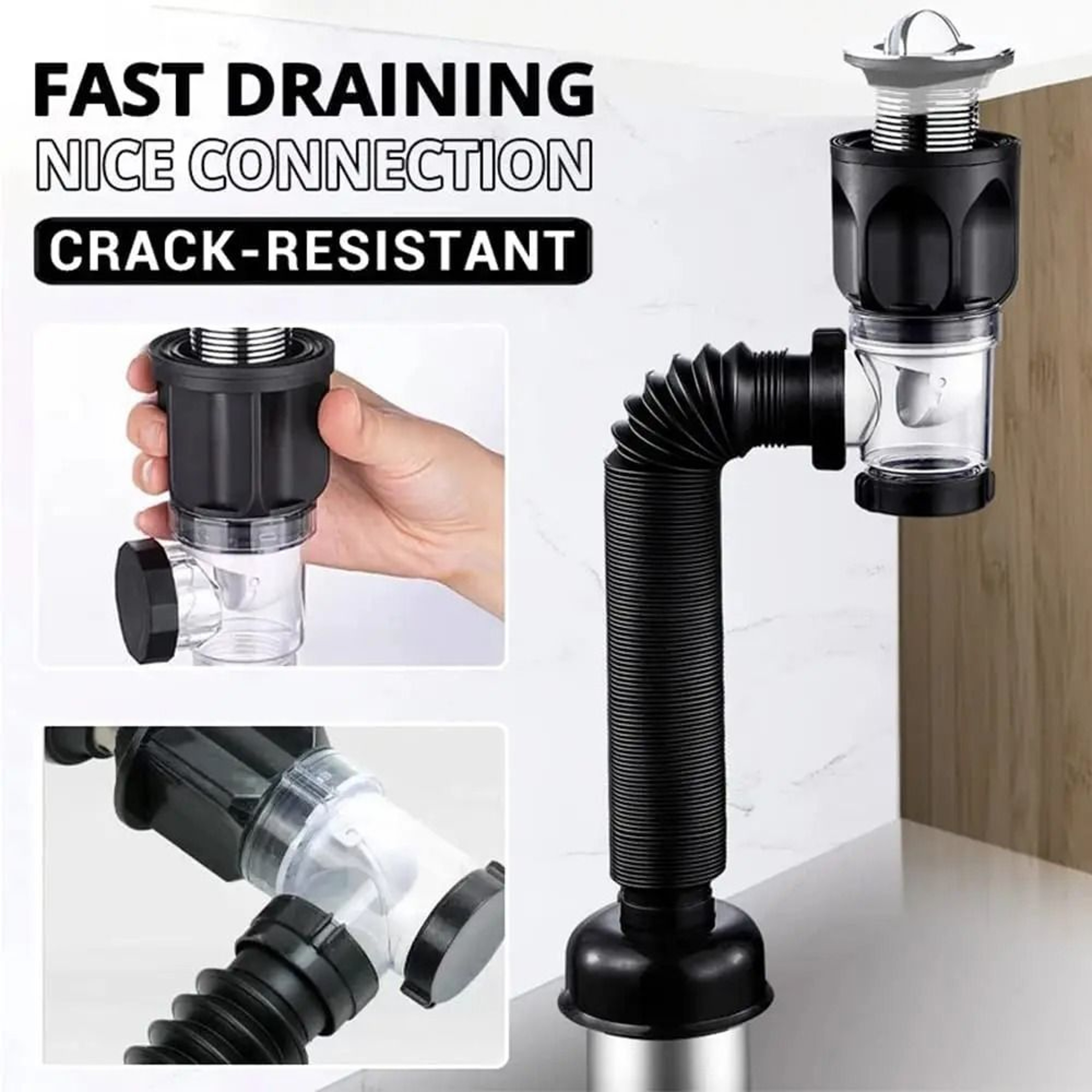 Universal FlipTop Kitchen Sink Drain  Retractable Deodorizing Downspout  Flexible AntiClogging Filt 3
