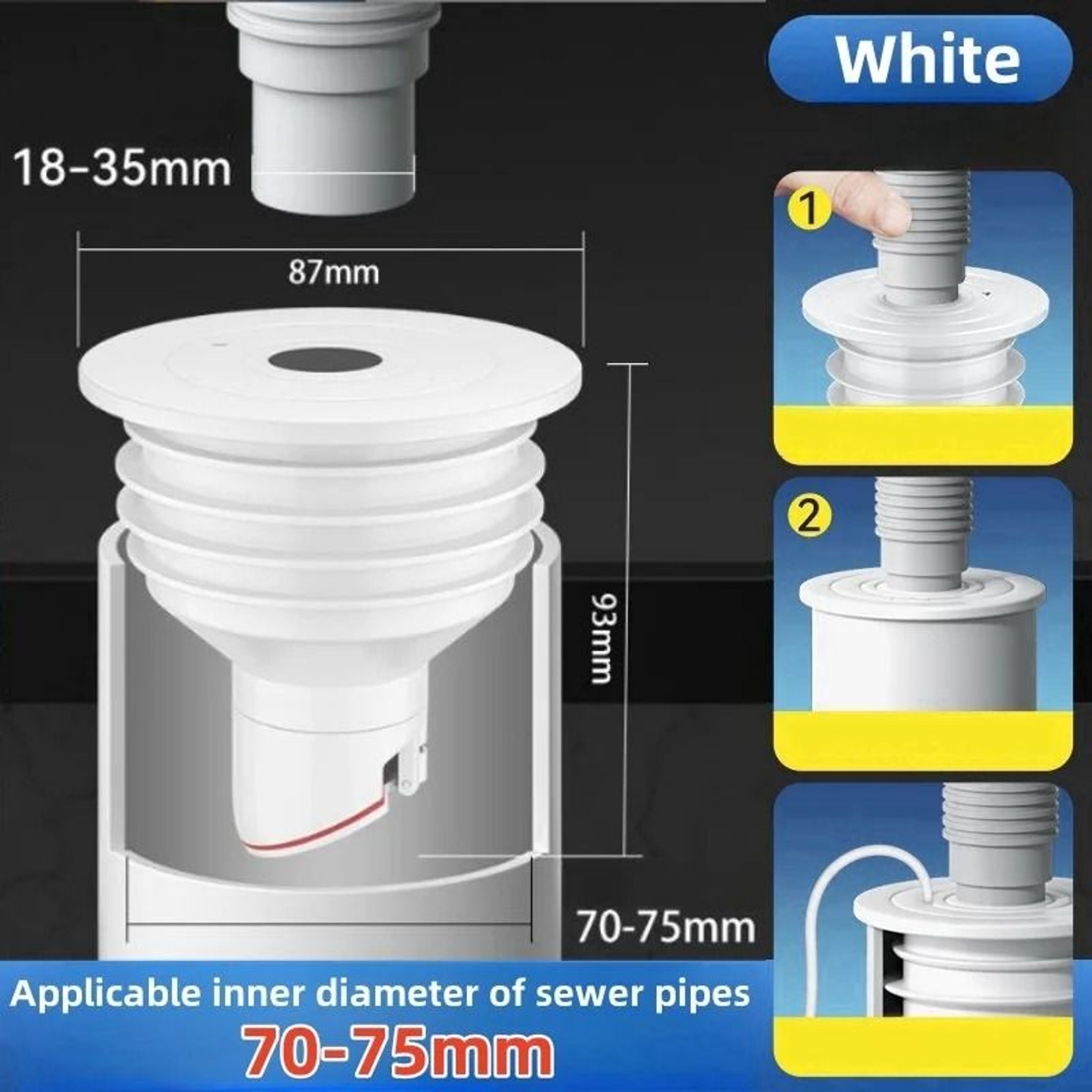 3575mm Sewer Pipe Sealing Ring  Water Plug  AntiOdor Silicone Floor Drain Stopper 10