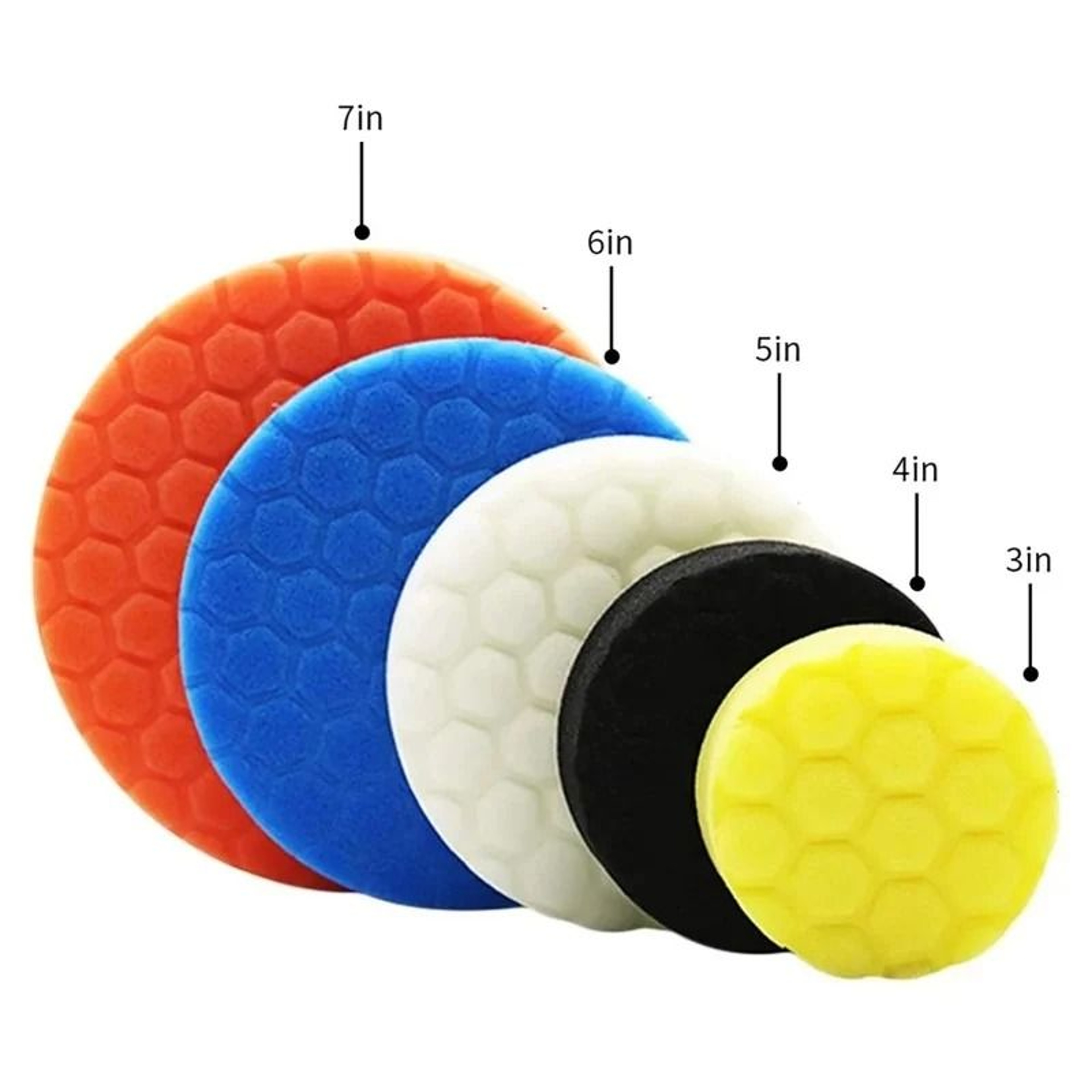5Piece Car Polishing  Buffing Pad Kit  34567 Inch SelfAdhesive Sponge Waxing Pads For Auto Care 1
