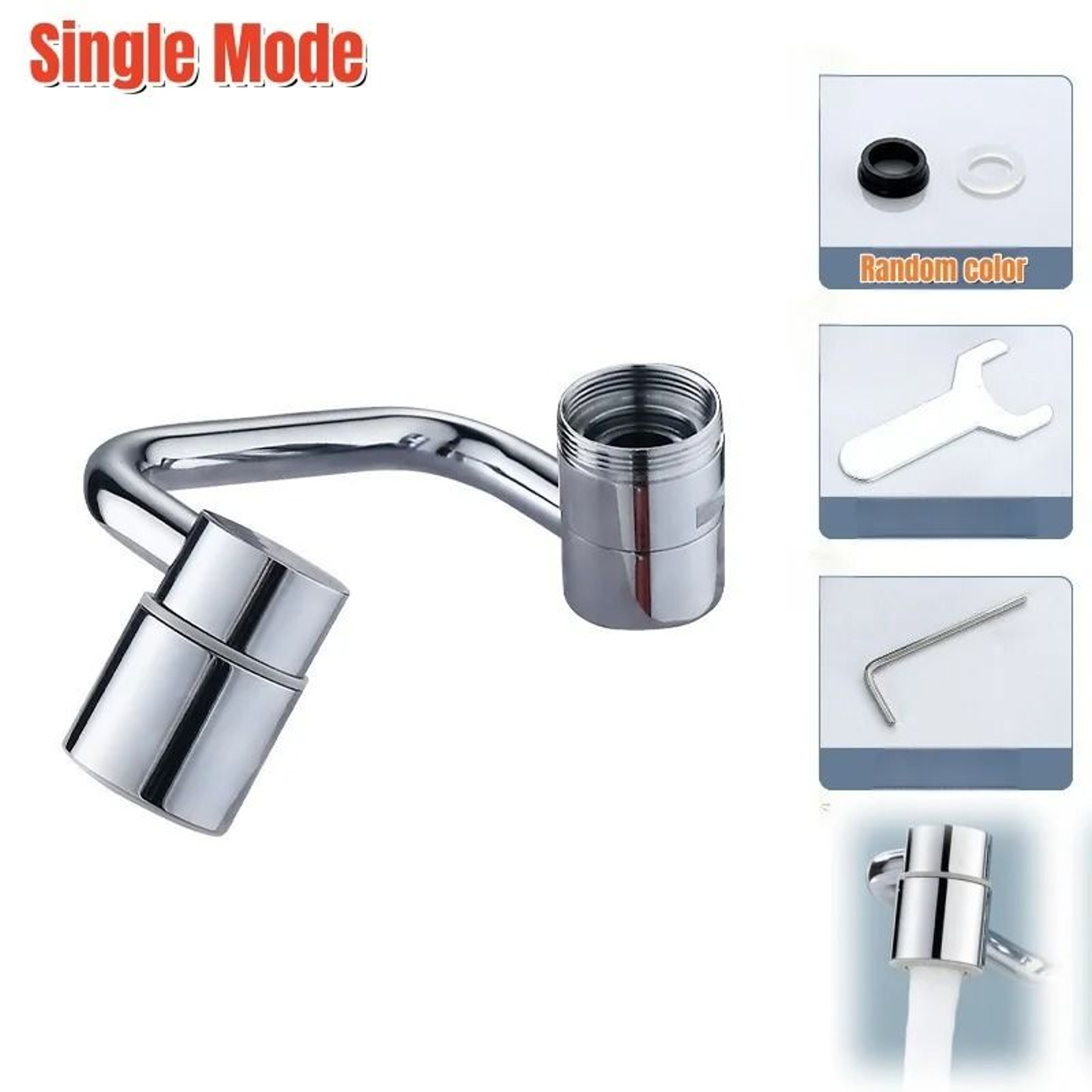 1080 Swivel UShaped Alloy Faucet Extender  DualMode Splash Filter  Water Spray Attachment 6