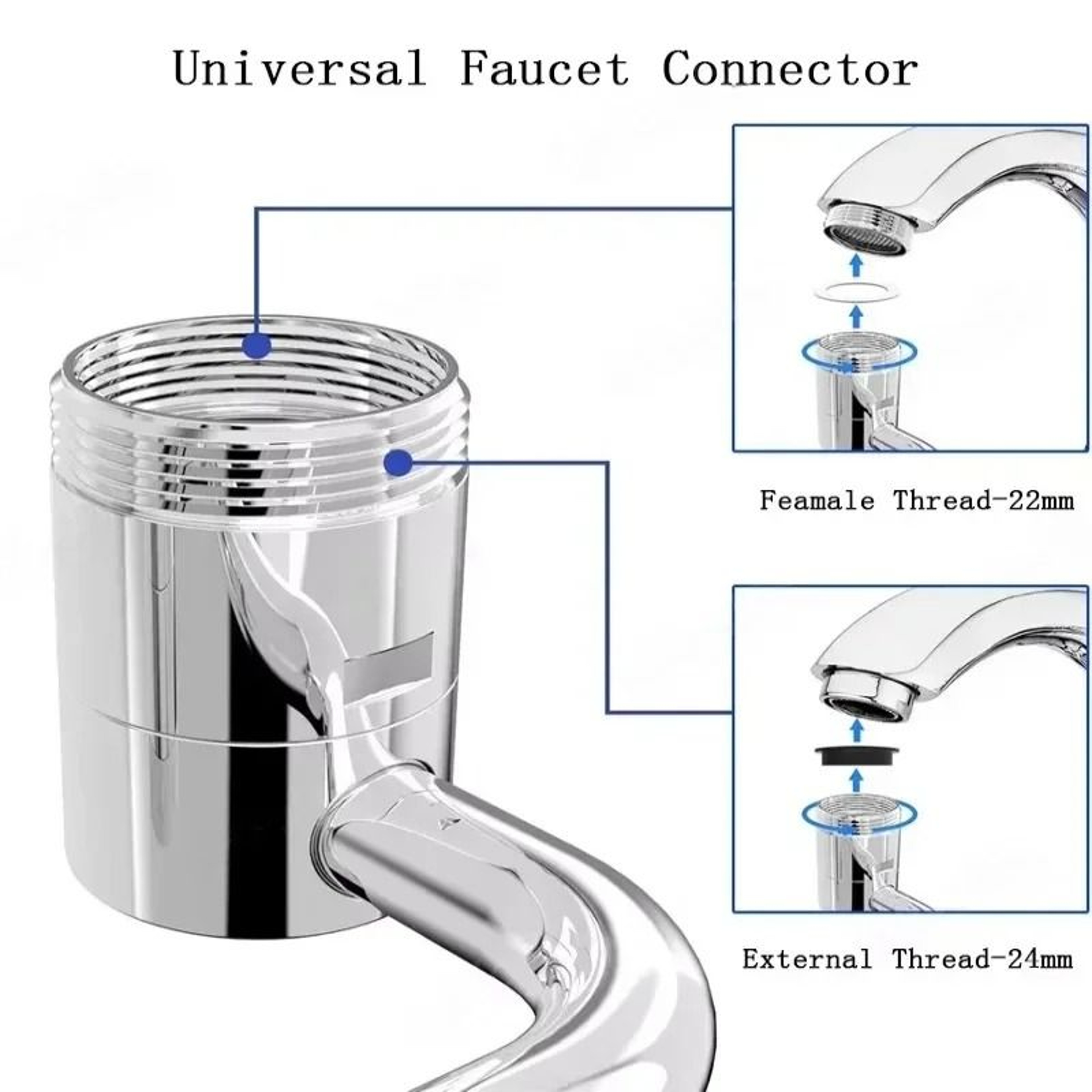 1080 Swivel UShaped Alloy Faucet Extender  DualMode Splash Filter  Water Spray Attachment 3