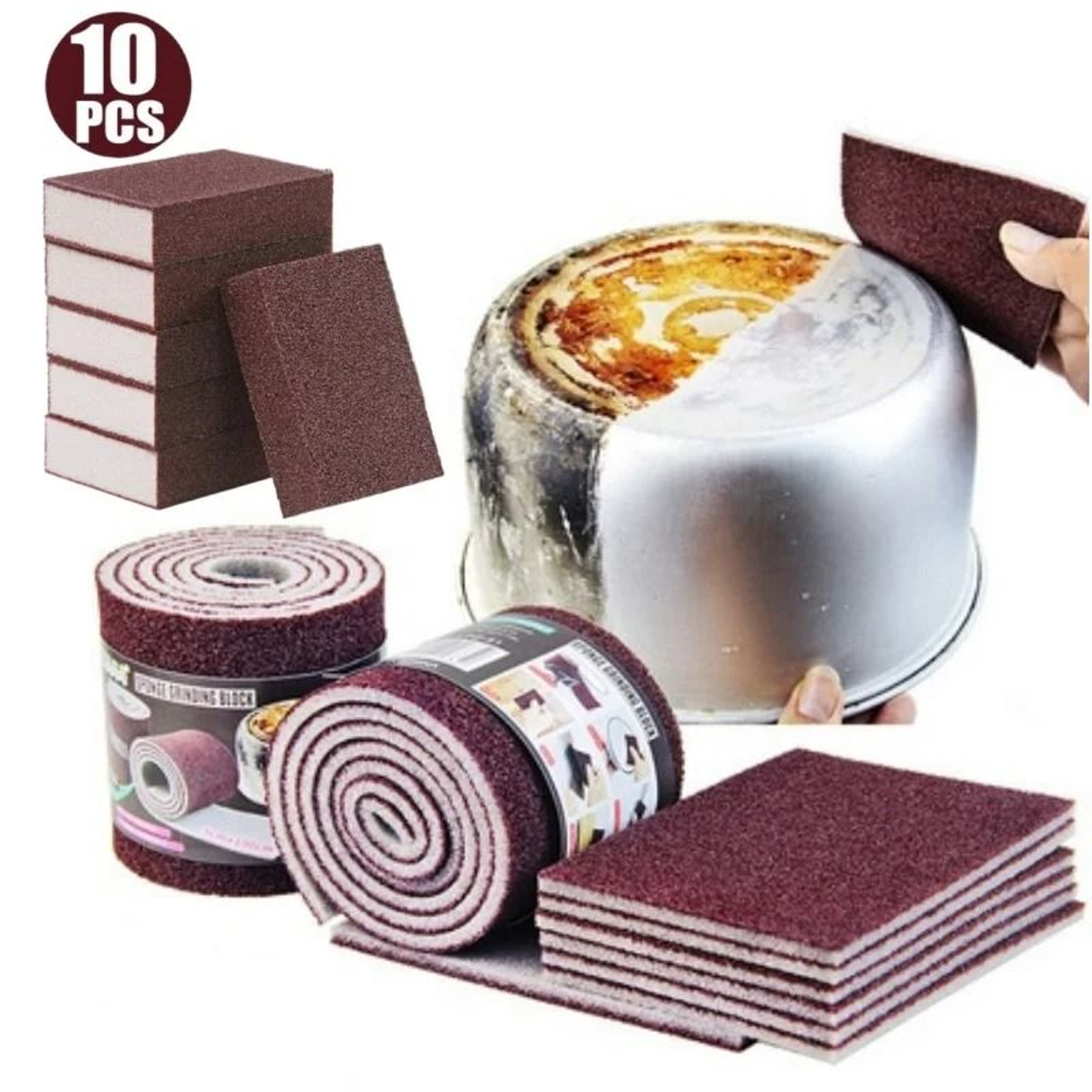 10Piece Nano Carborundum Sponge Magic Erasers  HeavyDuty Emery Rust  Scale Removal Cleaning Brushes 0