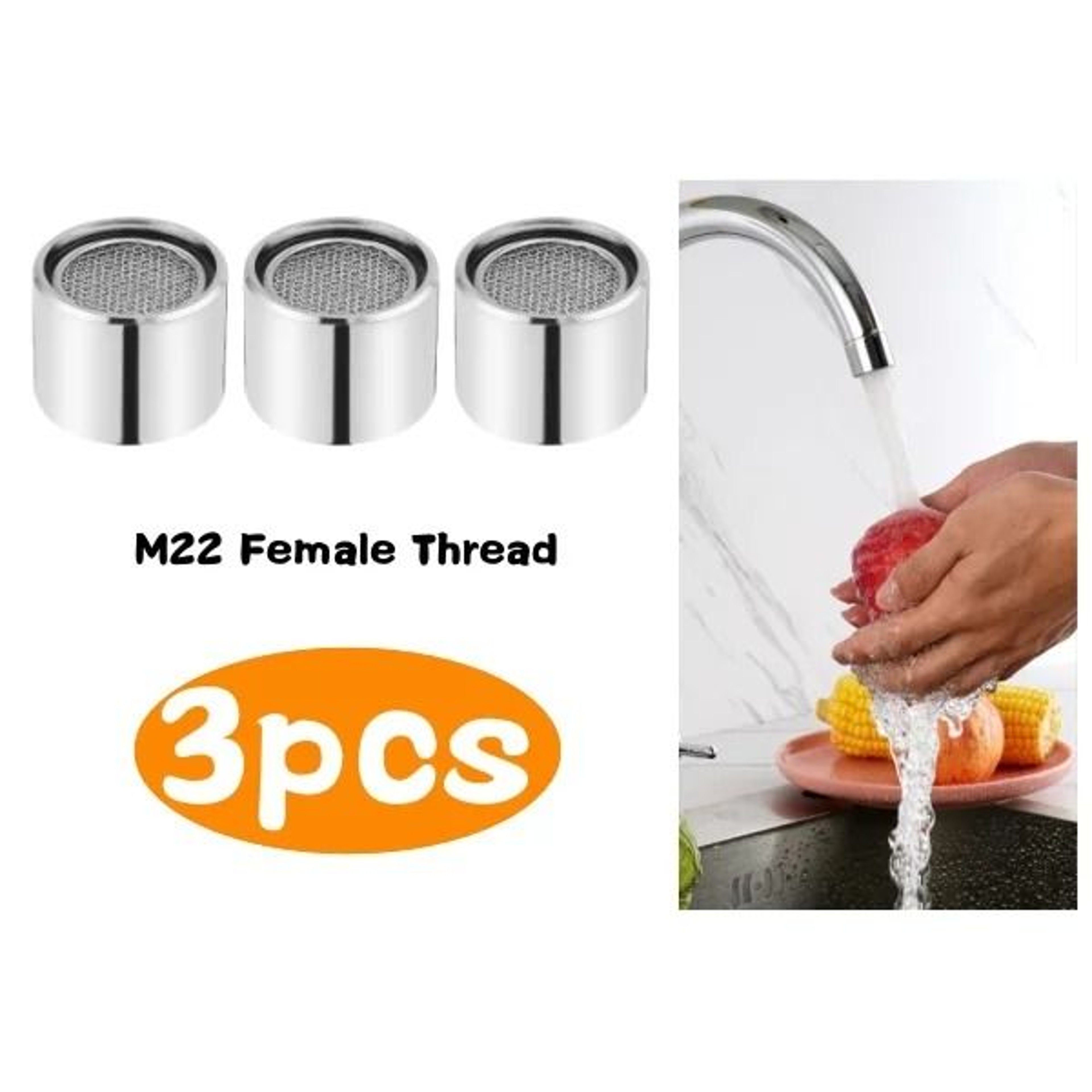 3Pack Brass WaterSaving Faucet Aerators  M22M24 Thread Replaceable Filter Nozzle Set 6
