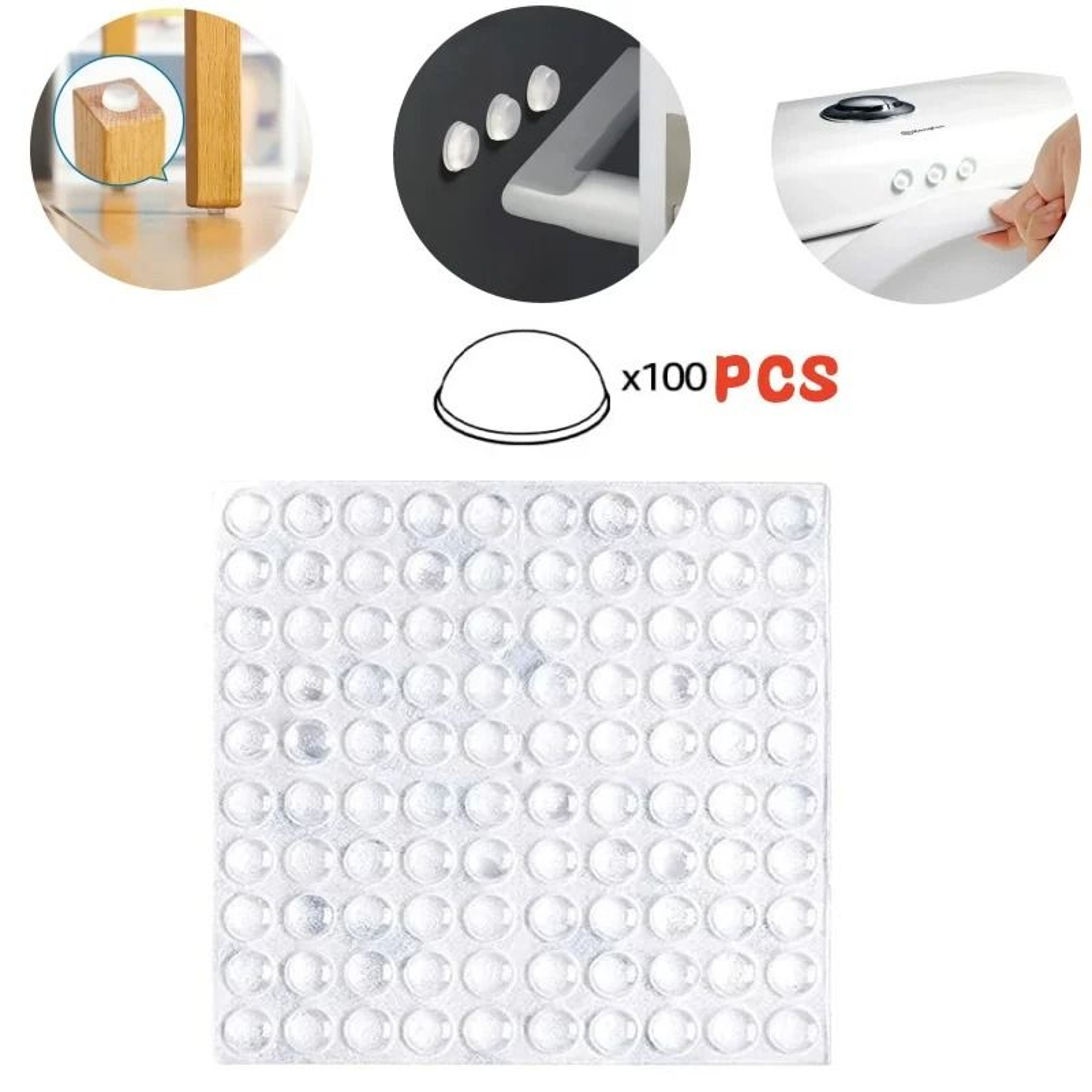 100Pack SelfAdhesive Transparent Rubber Door Stops  Silicone Furniture Buffer  Cabinet Bumper Pads 0