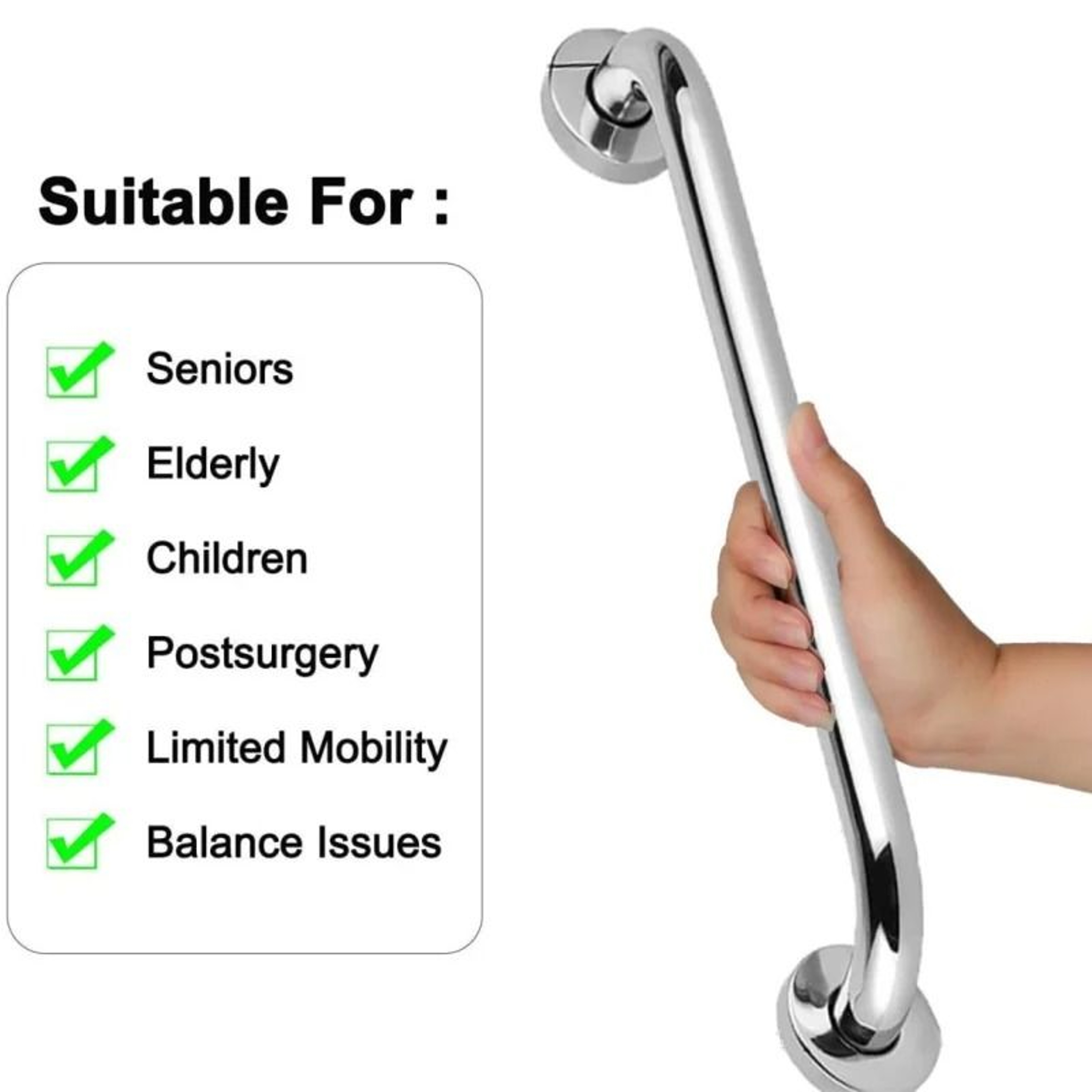Stainless Steel Safety Grab Bar  Shower Handle  Bathroom Safety Grip  Towel Rail Handrail 2