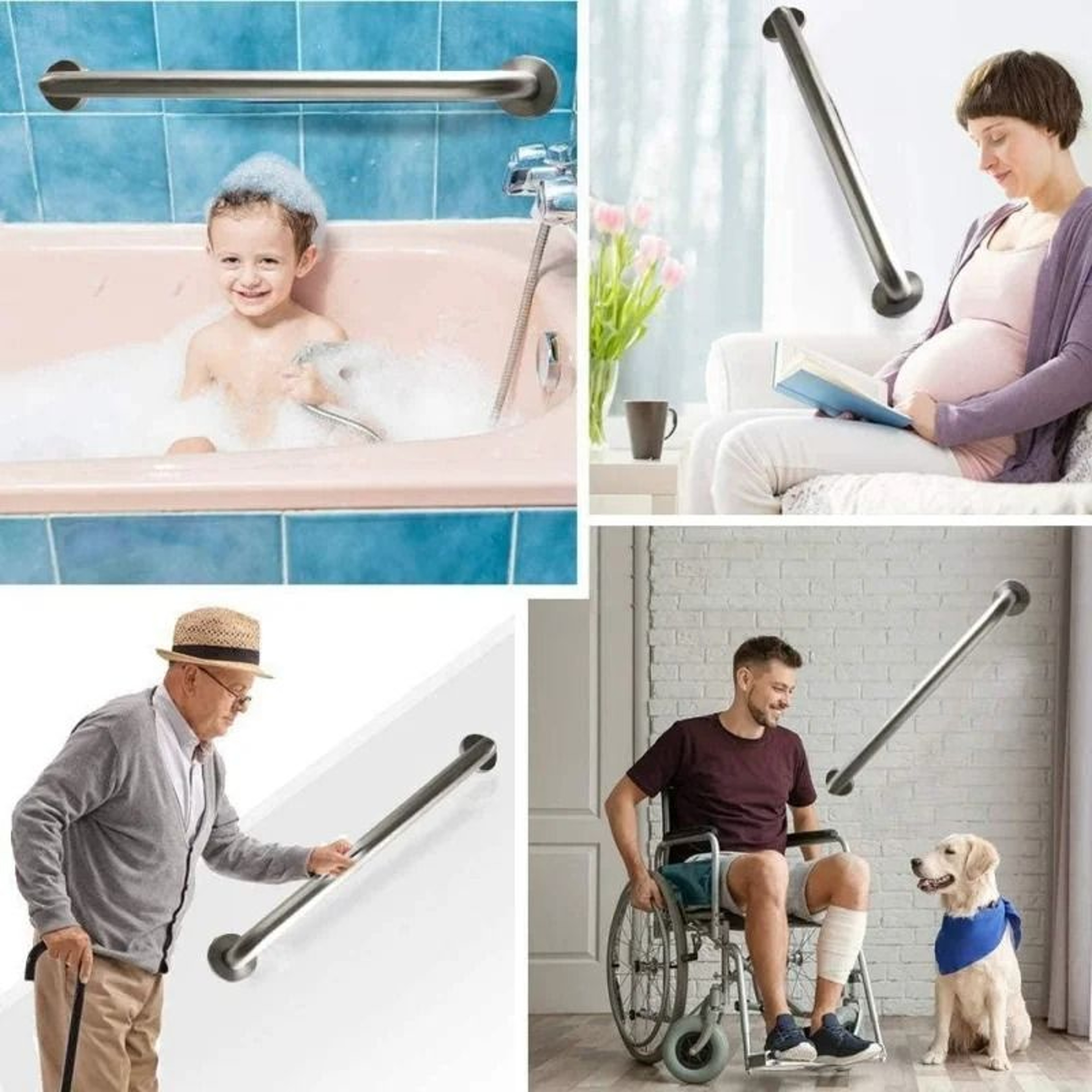 Stainless Steel Safety Grab Bar  Shower Handle  Bathroom Safety Grip  Towel Rail Handrail 3