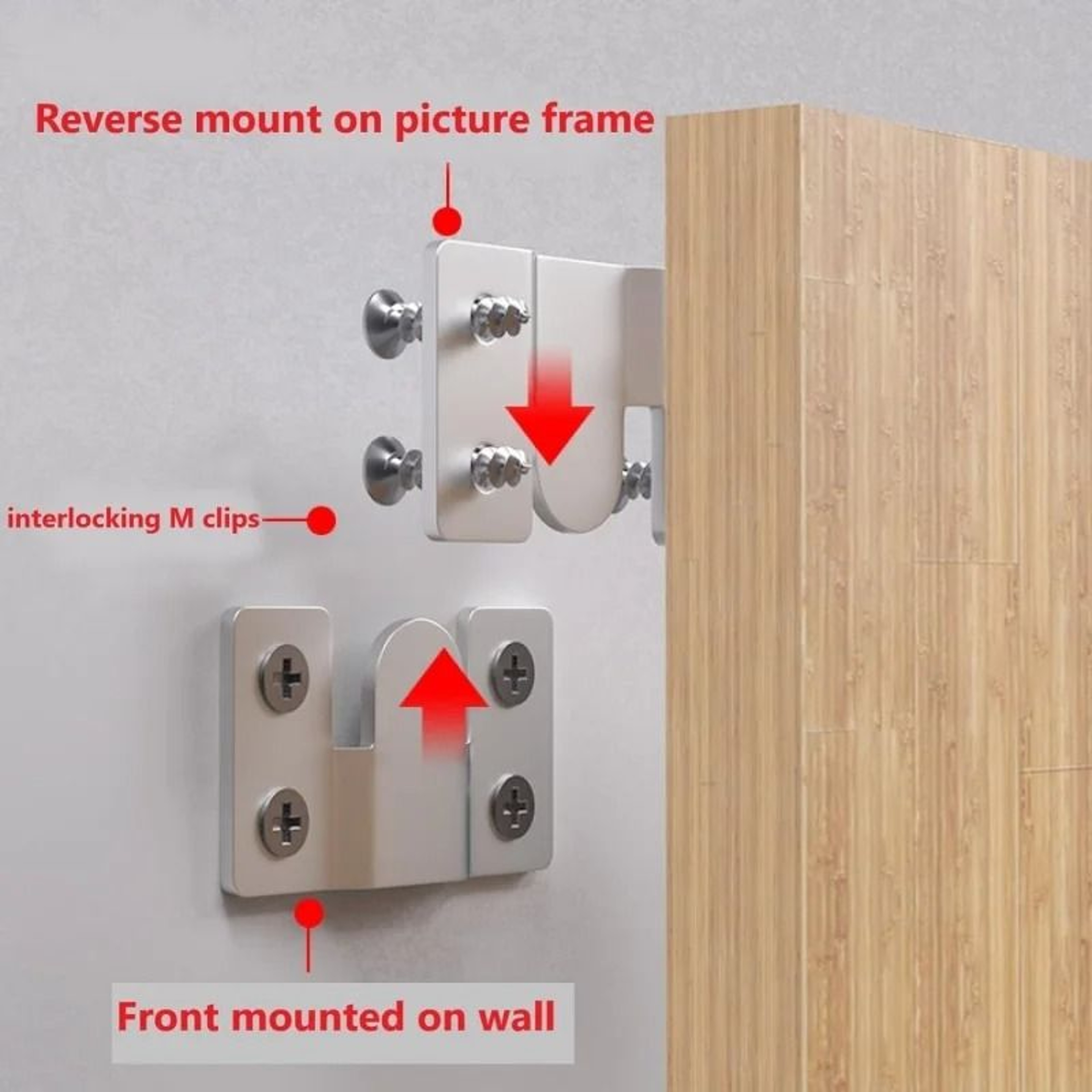 10Piece Flush Mount Bracket Set  Interlocking Hanging Buckles  Wall Picture Frame Hangers 1