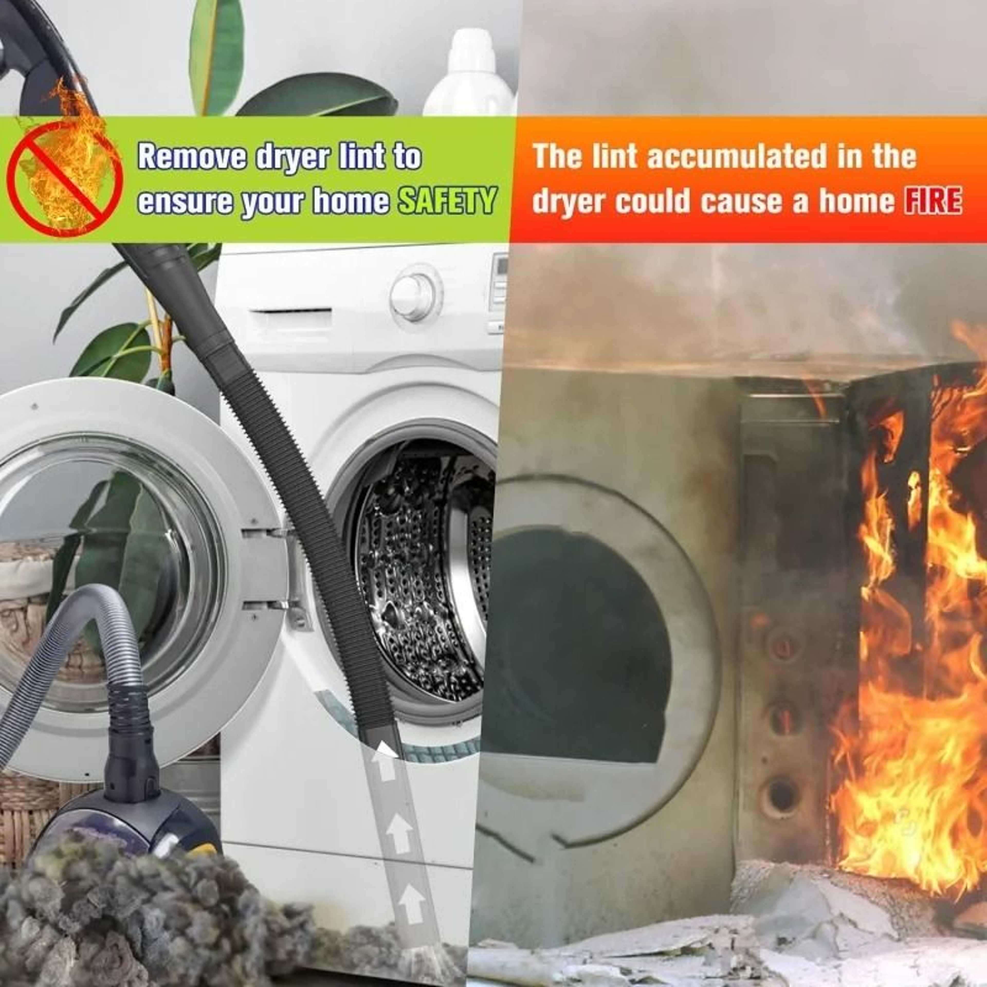3Type Flexible Dryer Vent Cleaner Vacuum Attachment Kit  Deep Lint Remover Cleaning Hose Set 1