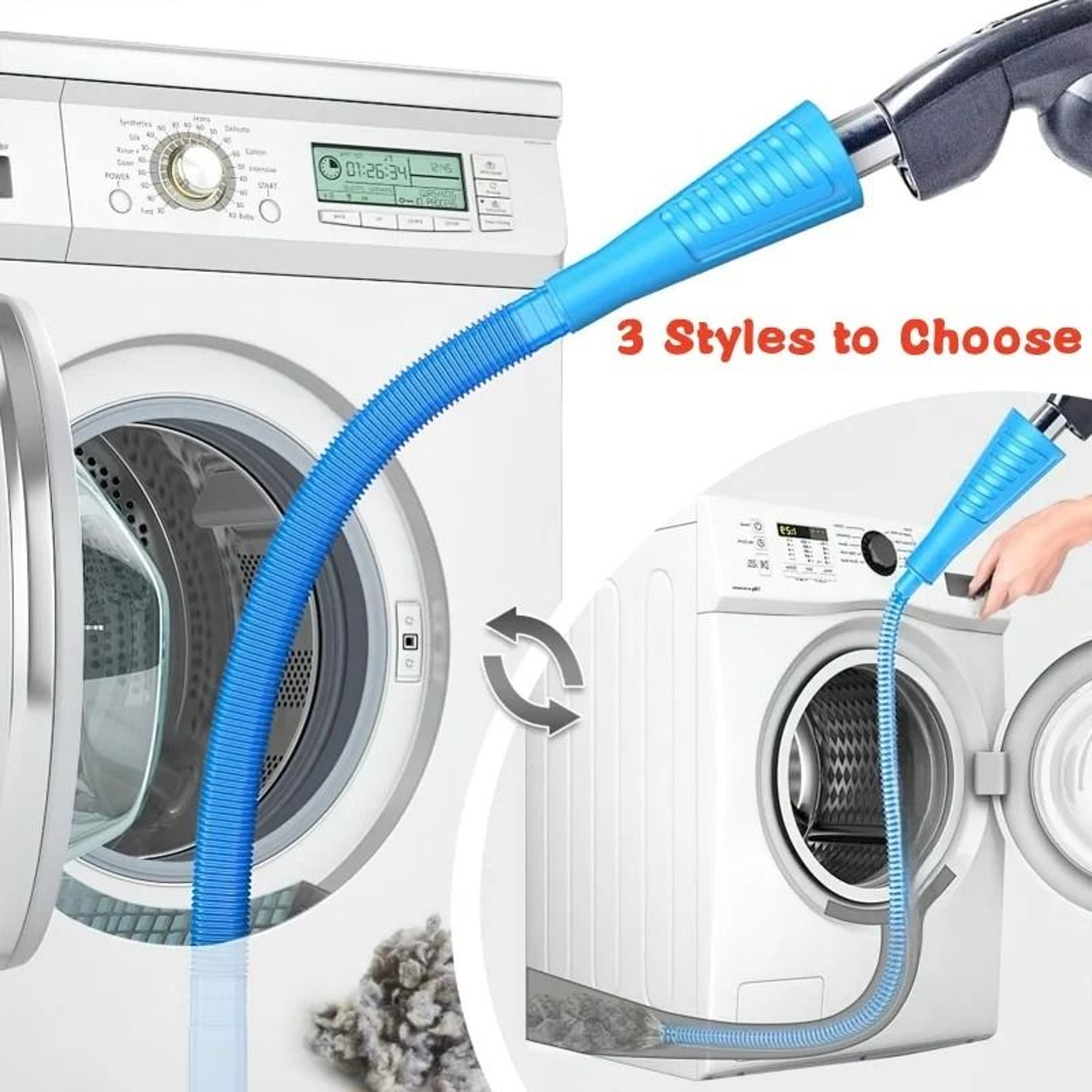 3Type Flexible Dryer Vent Cleaner Vacuum Attachment Kit  Deep Lint Remover Cleaning Hose Set 0