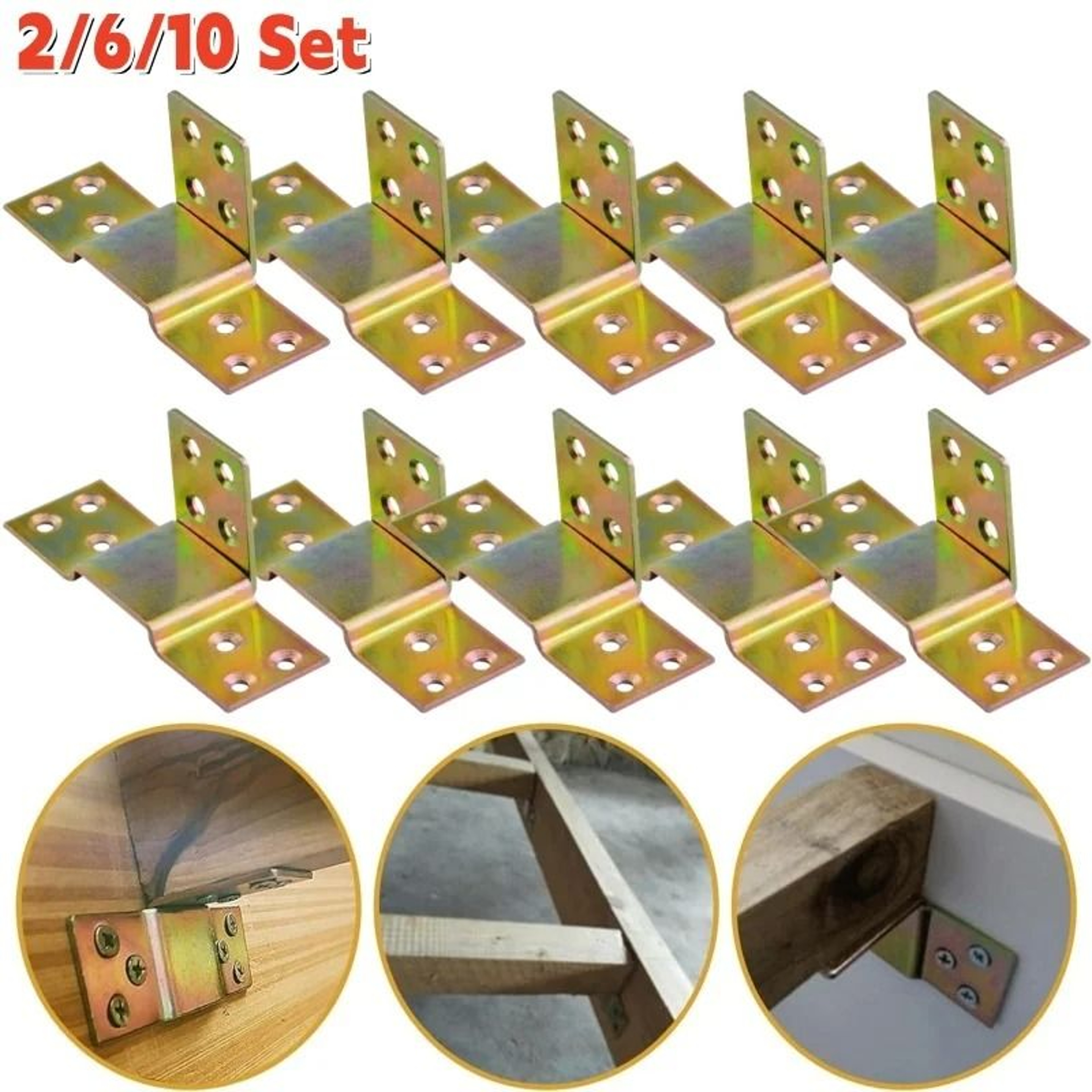 2610 Sets Metal Bed Frame Corner Brackets  HeavyDuty Wooden Frame Hook  Buckle Support Connectors 0