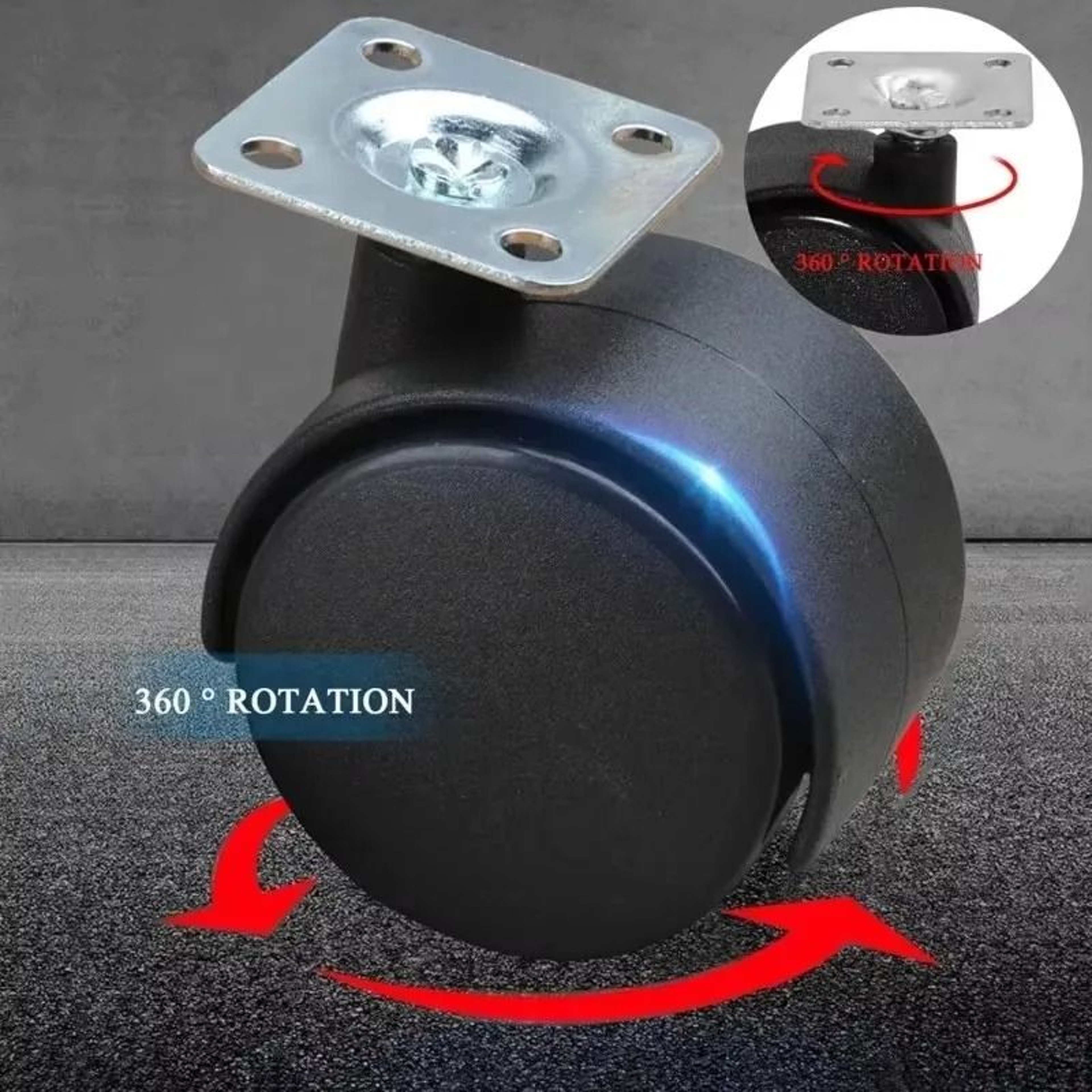4Pack 15Inch Mute Flat Caster Wheels  360 Swivel Locking Furniture Casters With Top Plate  Brakes 2
