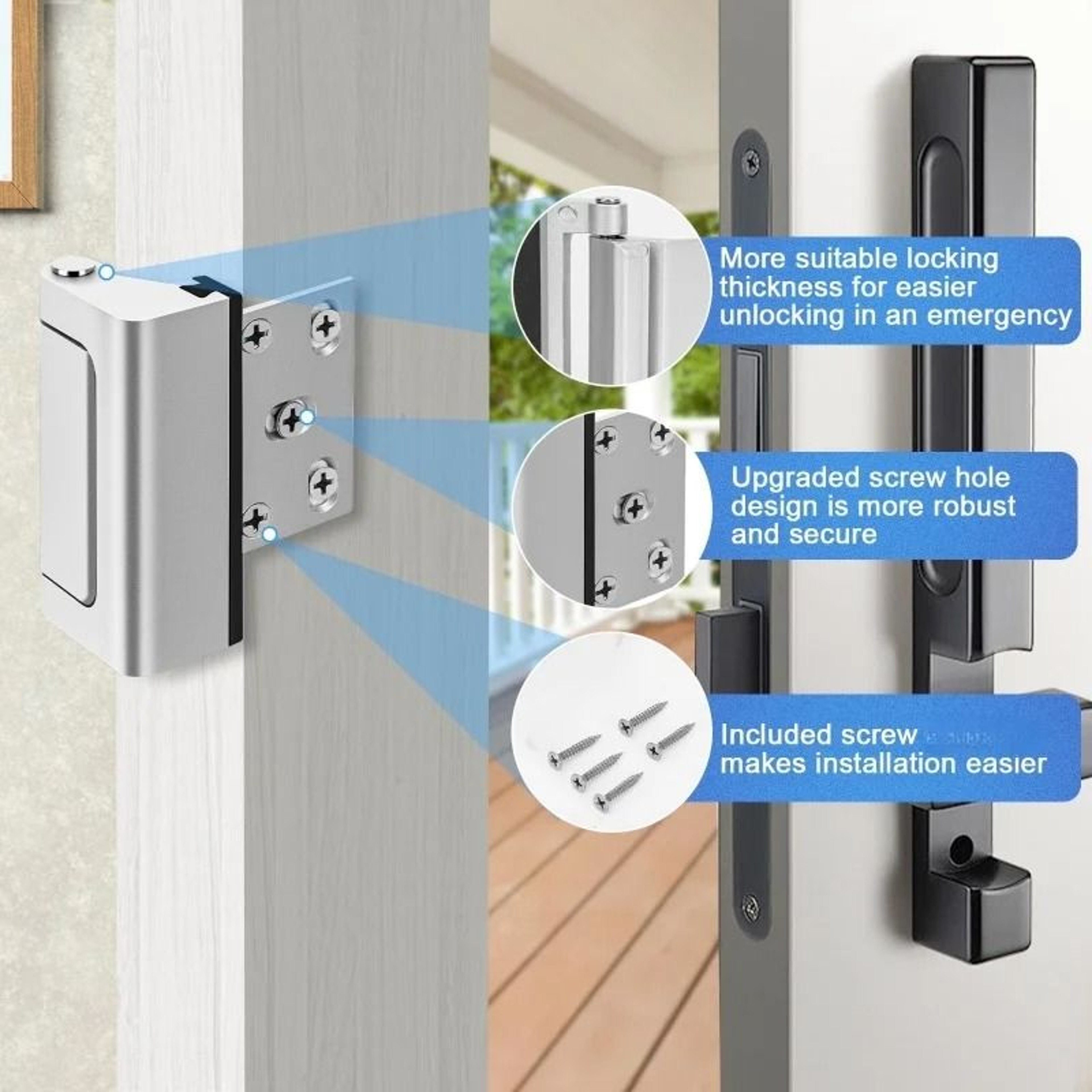 Aluminum Alloy Door Reinforcement Lock  HeavyDuty Home Security  Childproof Night Lock 3