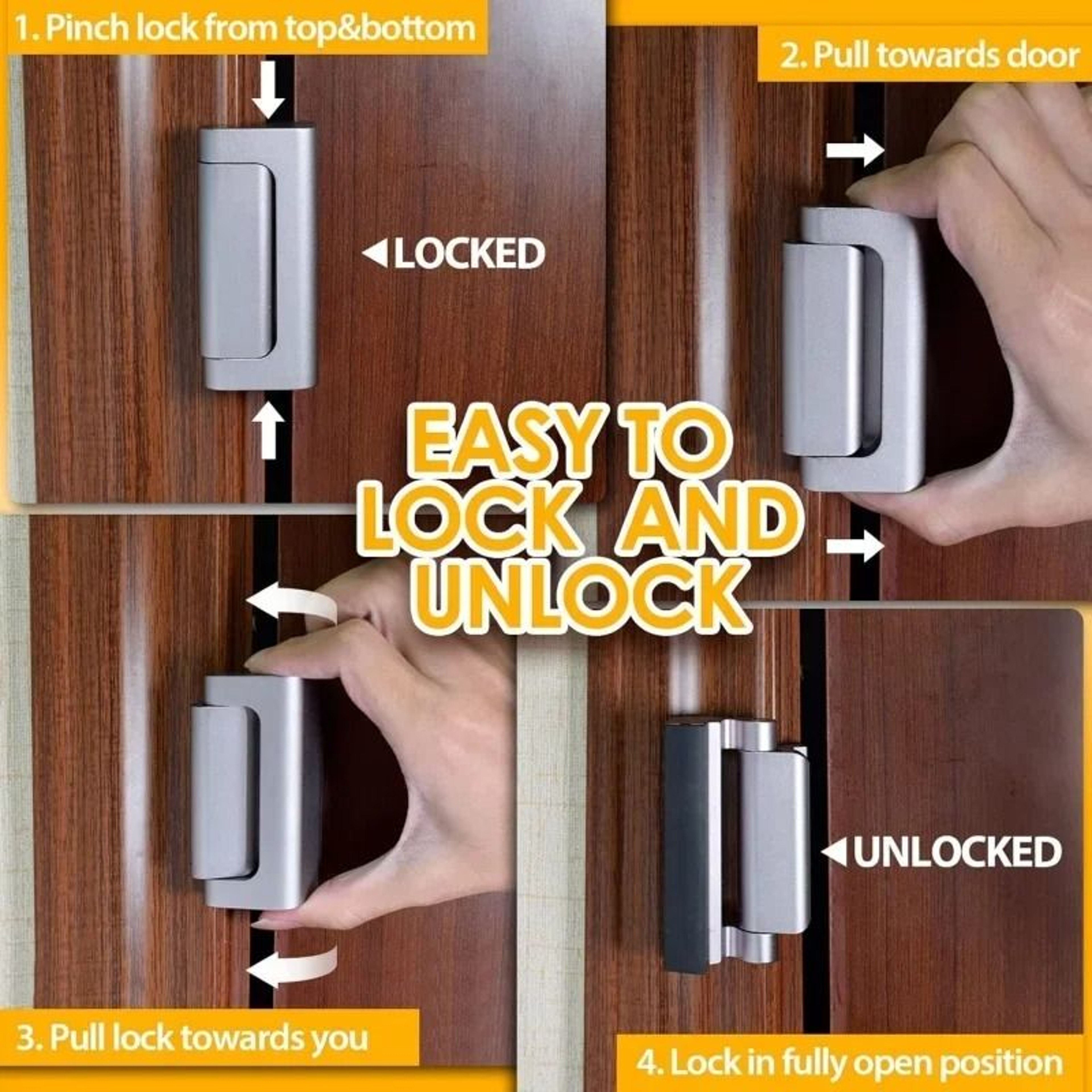 Aluminum Alloy Door Reinforcement Lock  HeavyDuty Home Security  Childproof Night Lock 5