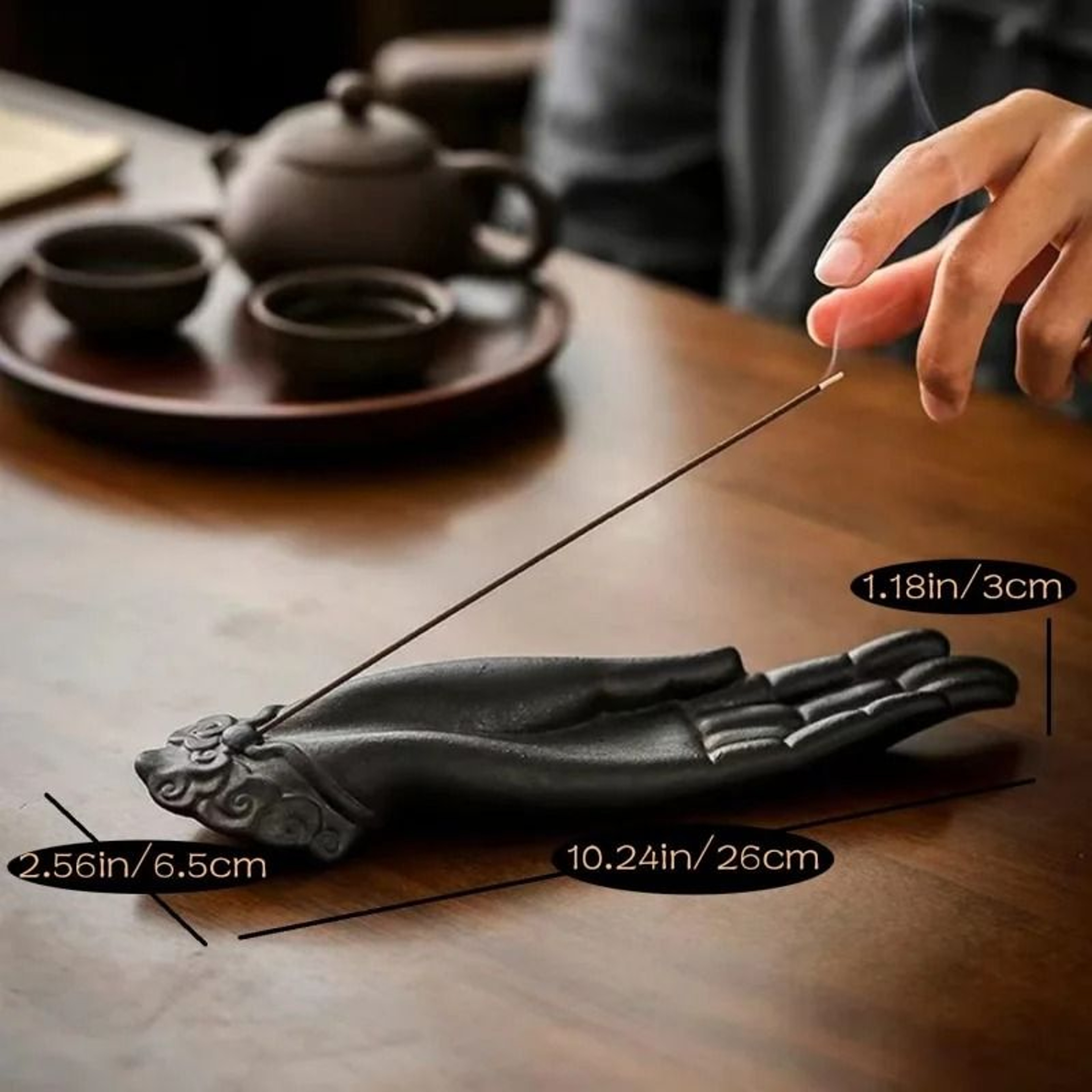 Creative Ceramic Buddha Hand Incense Holder  Serene Lotus Stick Censer  Home Decor Tray 1
