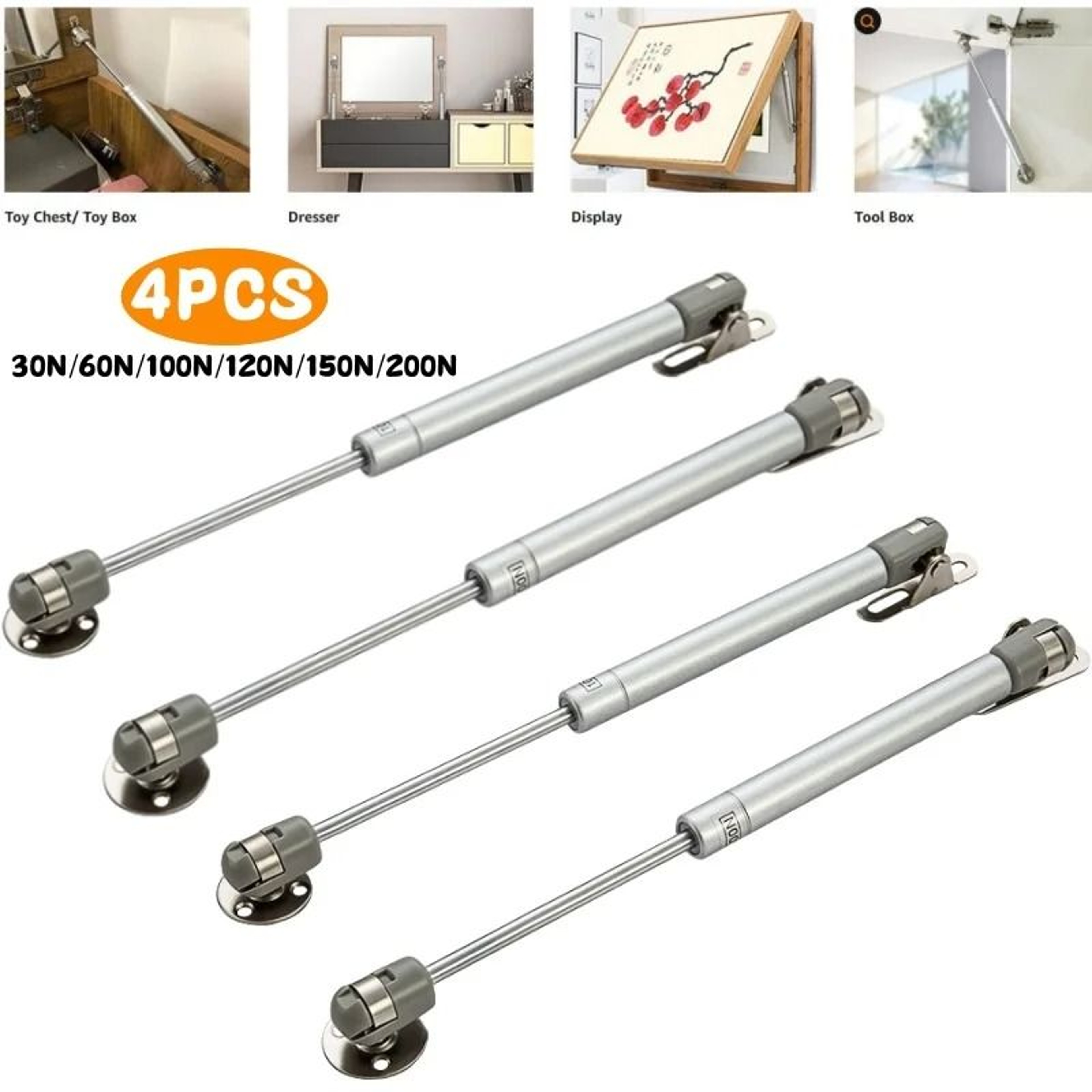 4Pack Cabinet Door Gas Struts 620KG  HeavyDuty Hydraulic Lift Springs  Cupboard Lid Supports 0
