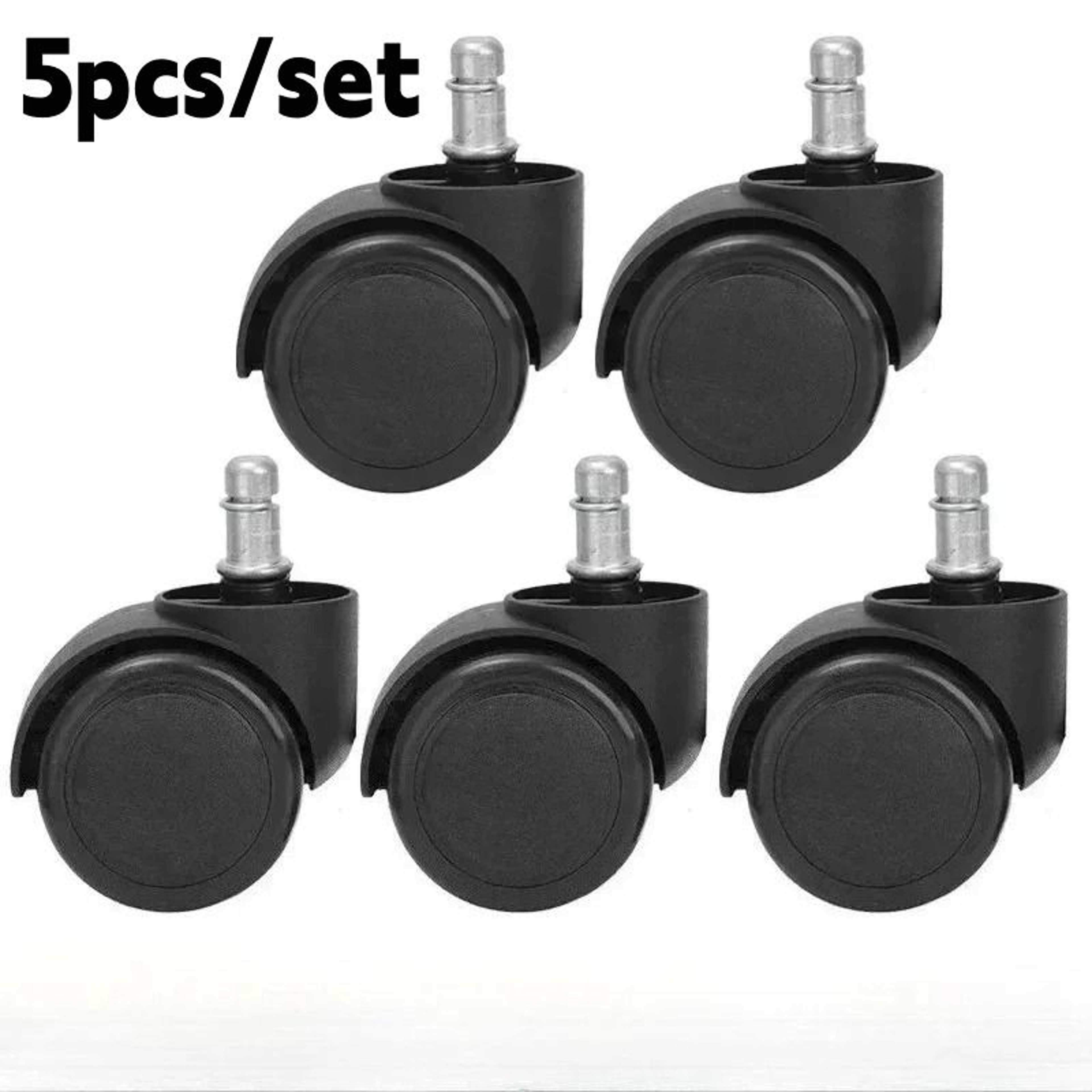 5Pack HeavyDuty 2Inch Mute Rubber Office Chair Caster Wheels  Universal Fit Swivel Desk Chair Repla 6