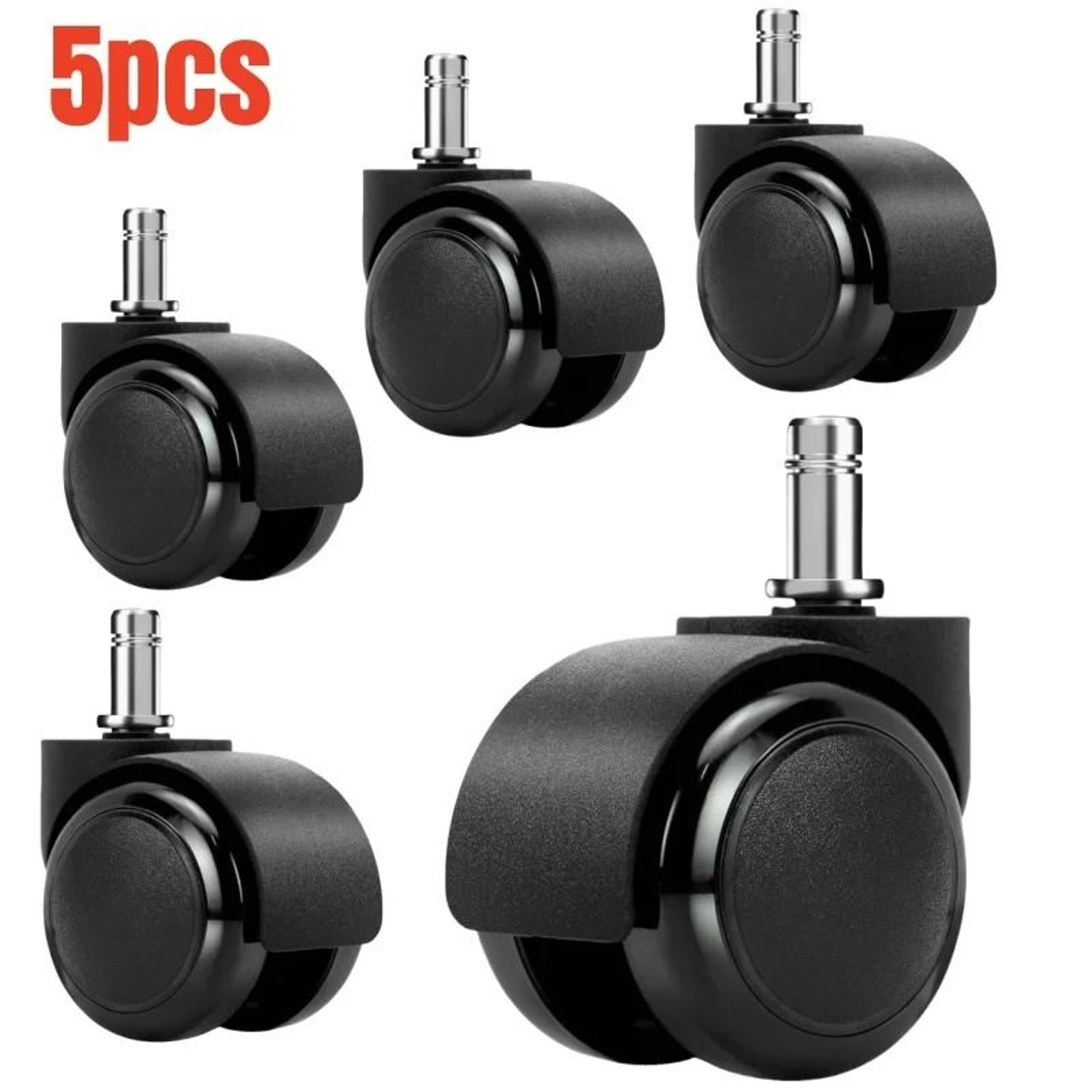 5Pack HeavyDuty 2Inch Mute Rubber Office Chair Caster Wheels  Universal Fit Swivel Desk Chair Repla 0