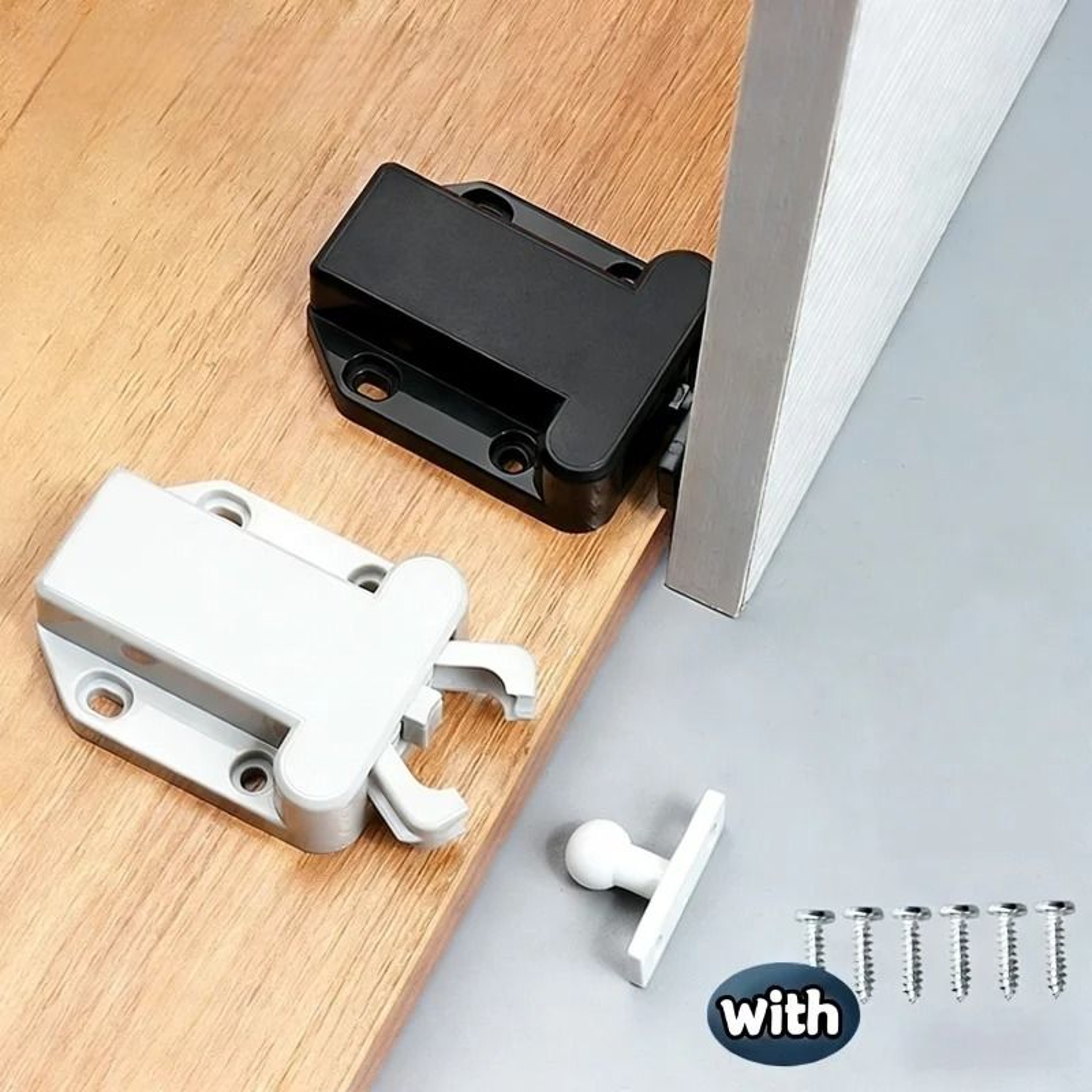 White Beetle Push To Open Cabinet Door Latches  NonMagnetic Touch Rebound Catches 4