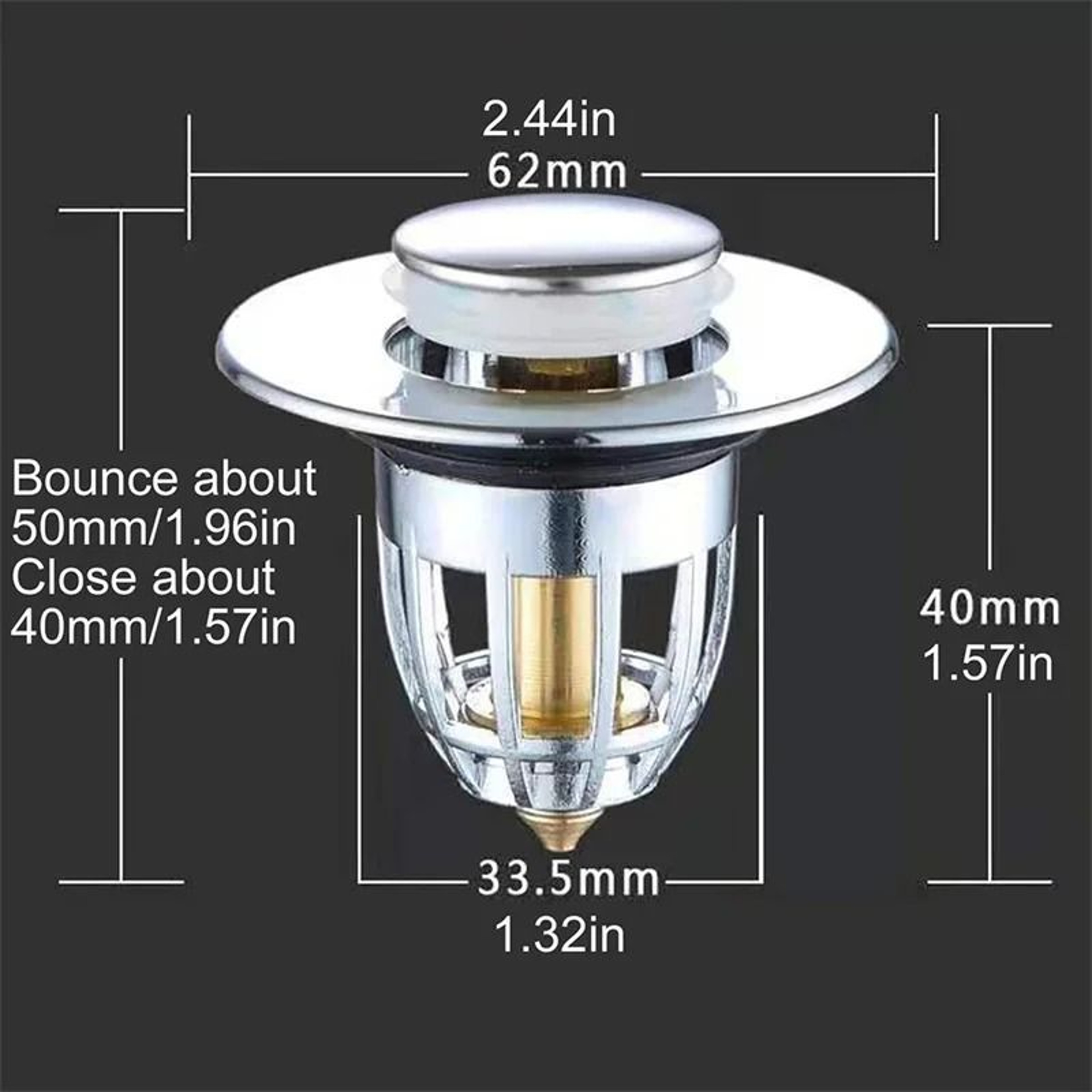 Universal PopUp Basin Drain Filter  Hair Catcher  PushDown Washbasin Sink Plug Stopper 4