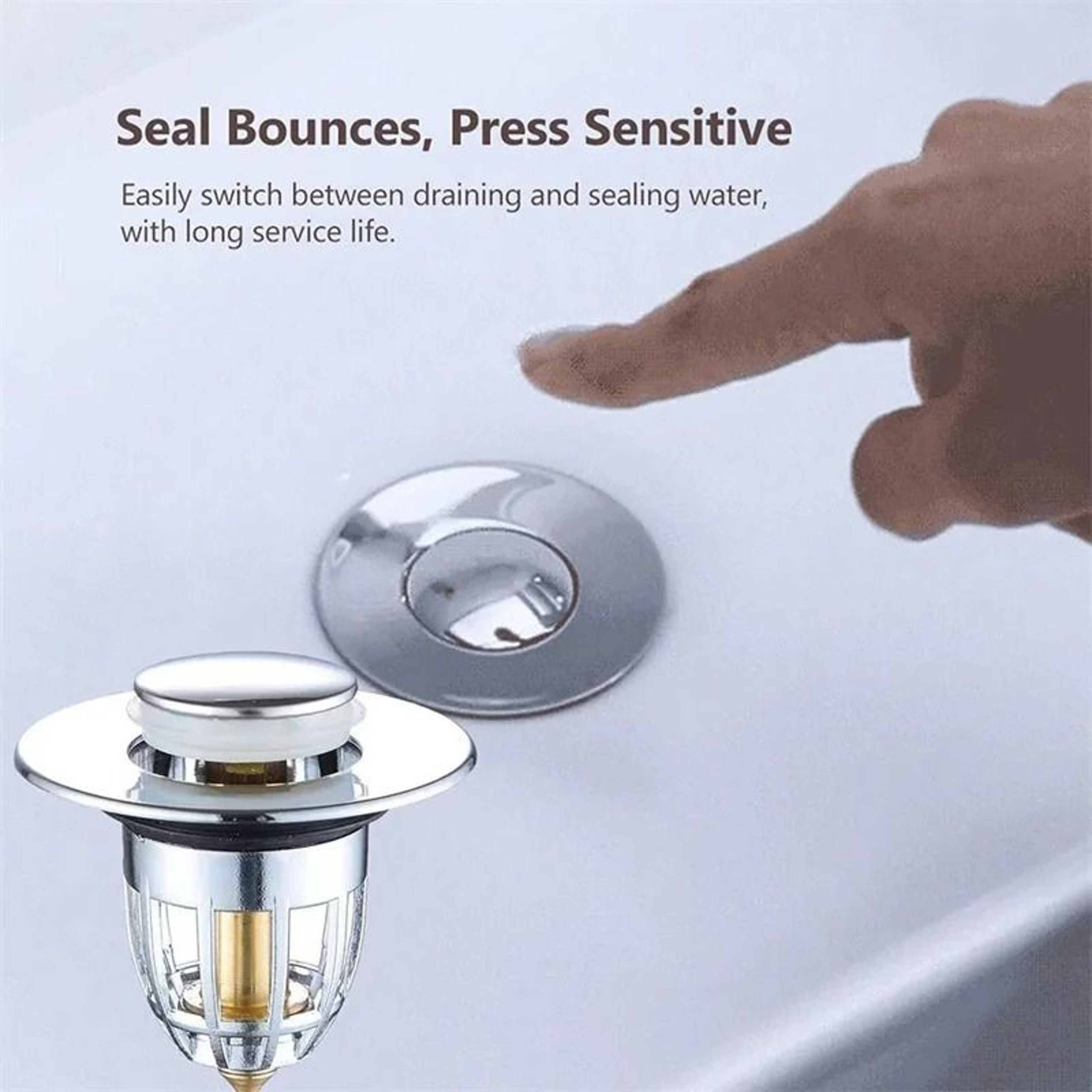 Universal PopUp Basin Drain Filter  Hair Catcher  PushDown Washbasin Sink Plug Stopper 3