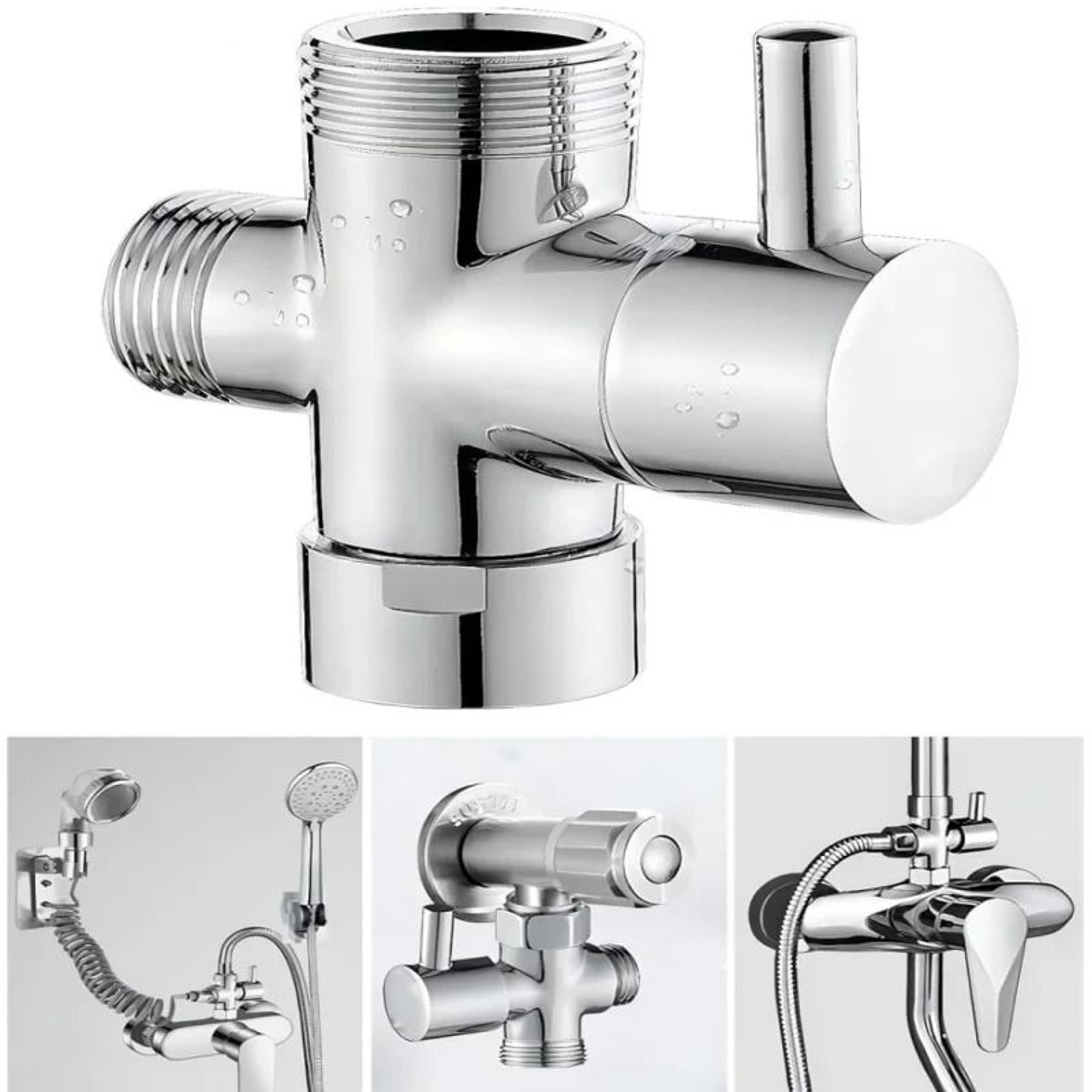 3Way Diverter Valve G12 Shower Tee Adapter  Adjustable Faucet Switcher For Bathroom  Toilet 1