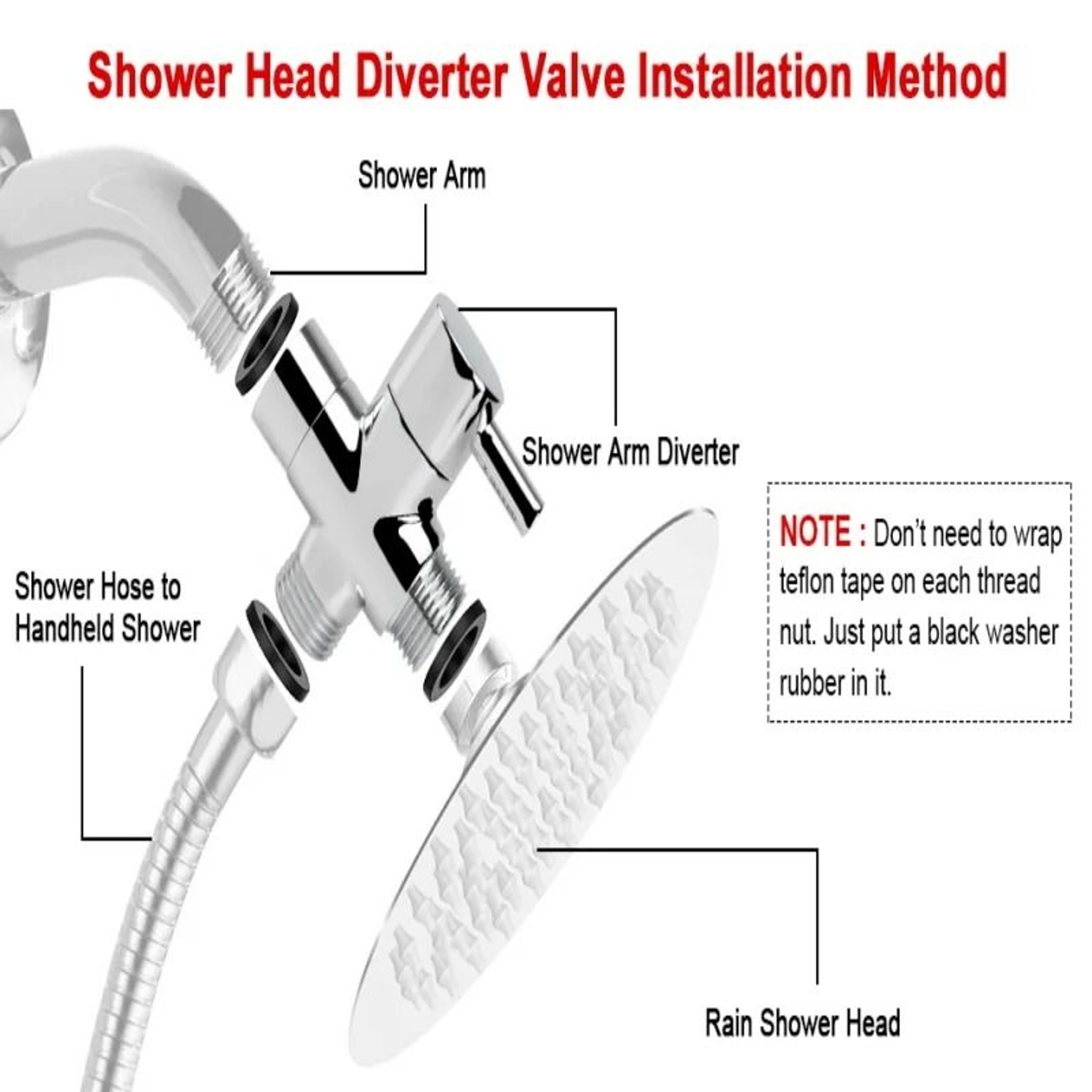 3Way Diverter Valve G12 Shower Tee Adapter  Adjustable Faucet Switcher For Bathroom  Toilet 3