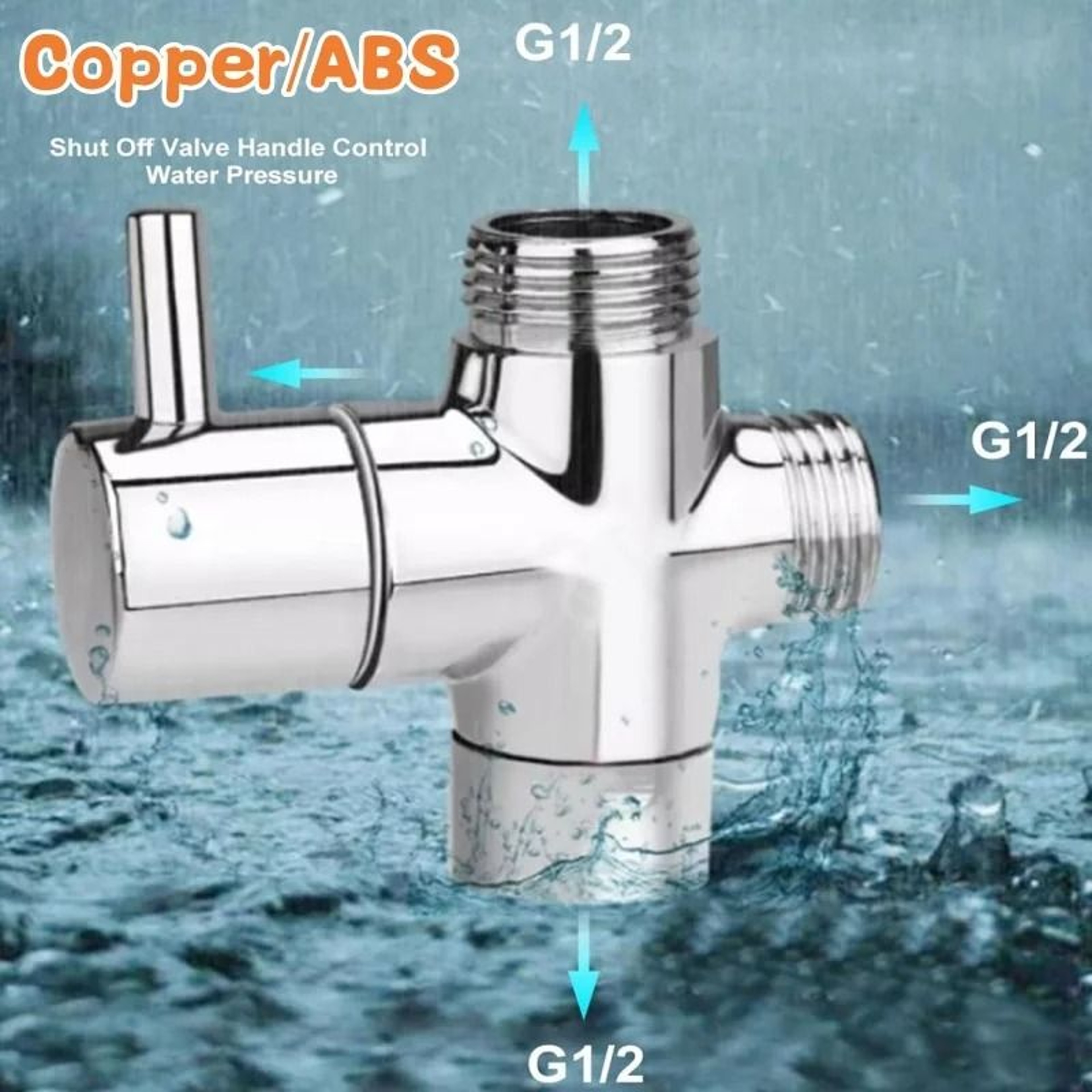3Way Diverter Valve G12 Shower Tee Adapter  Adjustable Faucet Switcher For Bathroom  Toilet 2