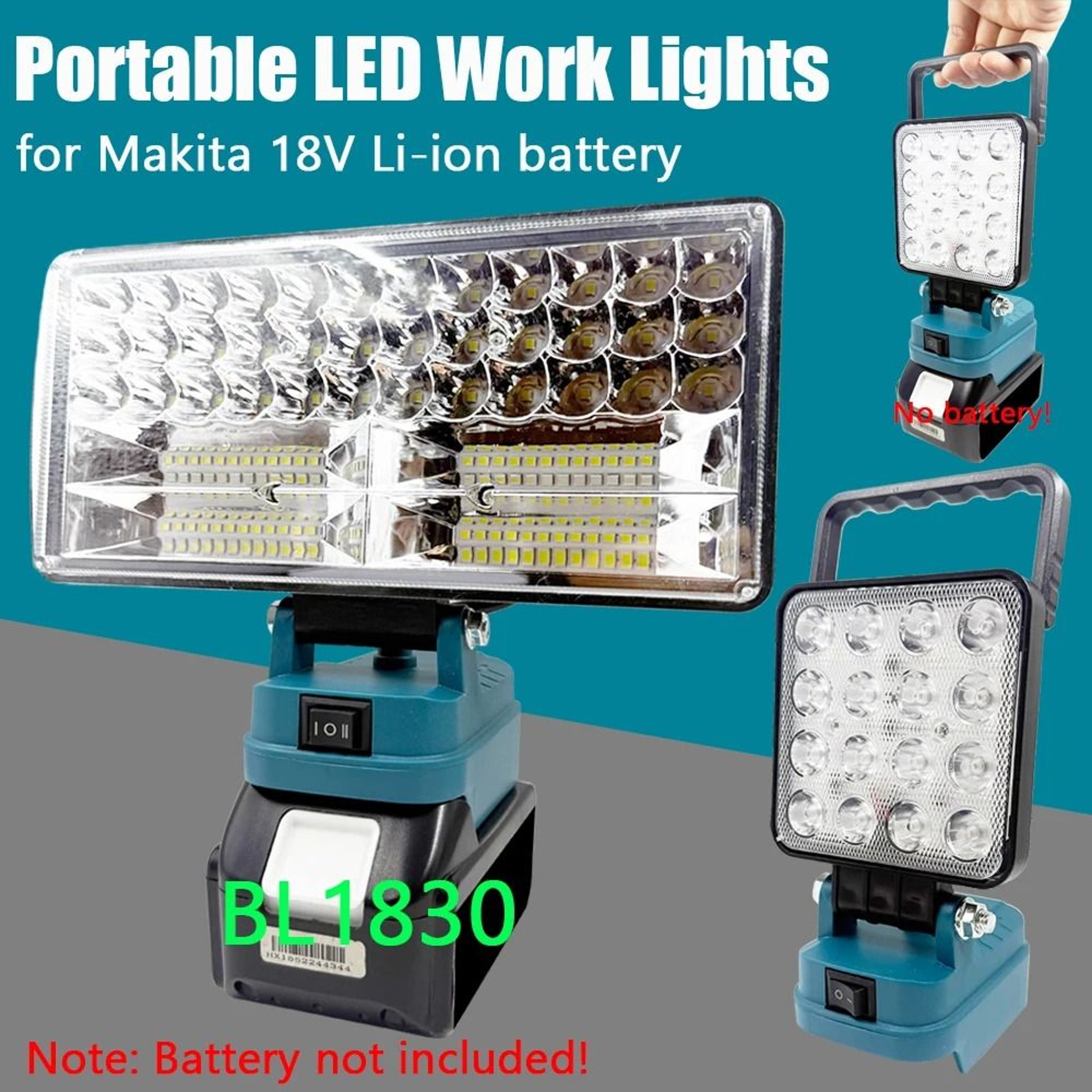 Handheld LED Work Light  Dual USB Power Bank Charger Adapter For Makita 18V Lithium Batteries 0