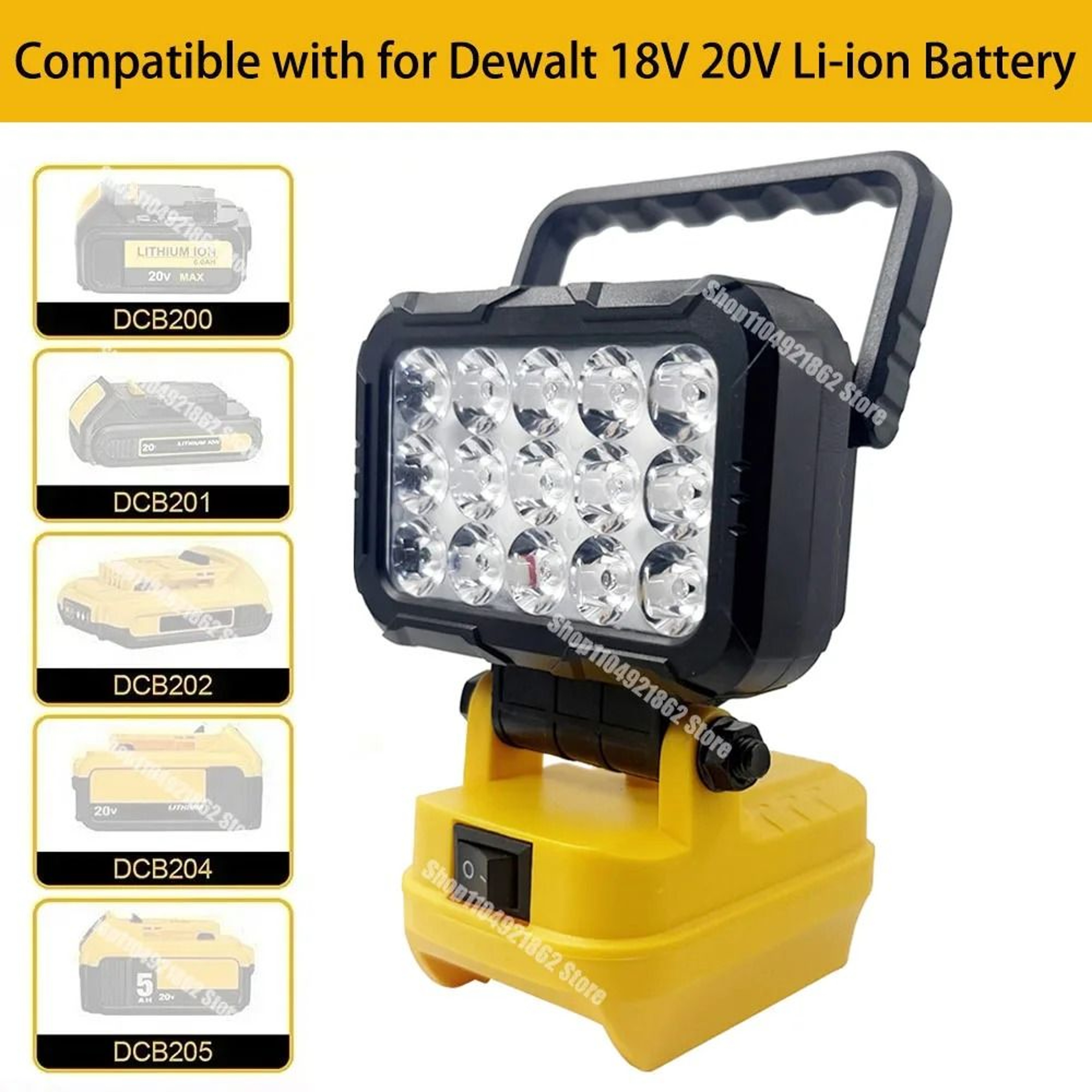 Universal Cordless LED Work Light  USB Charger Adapter For Makita Milwaukee  DeWalt 18V Batteries 2