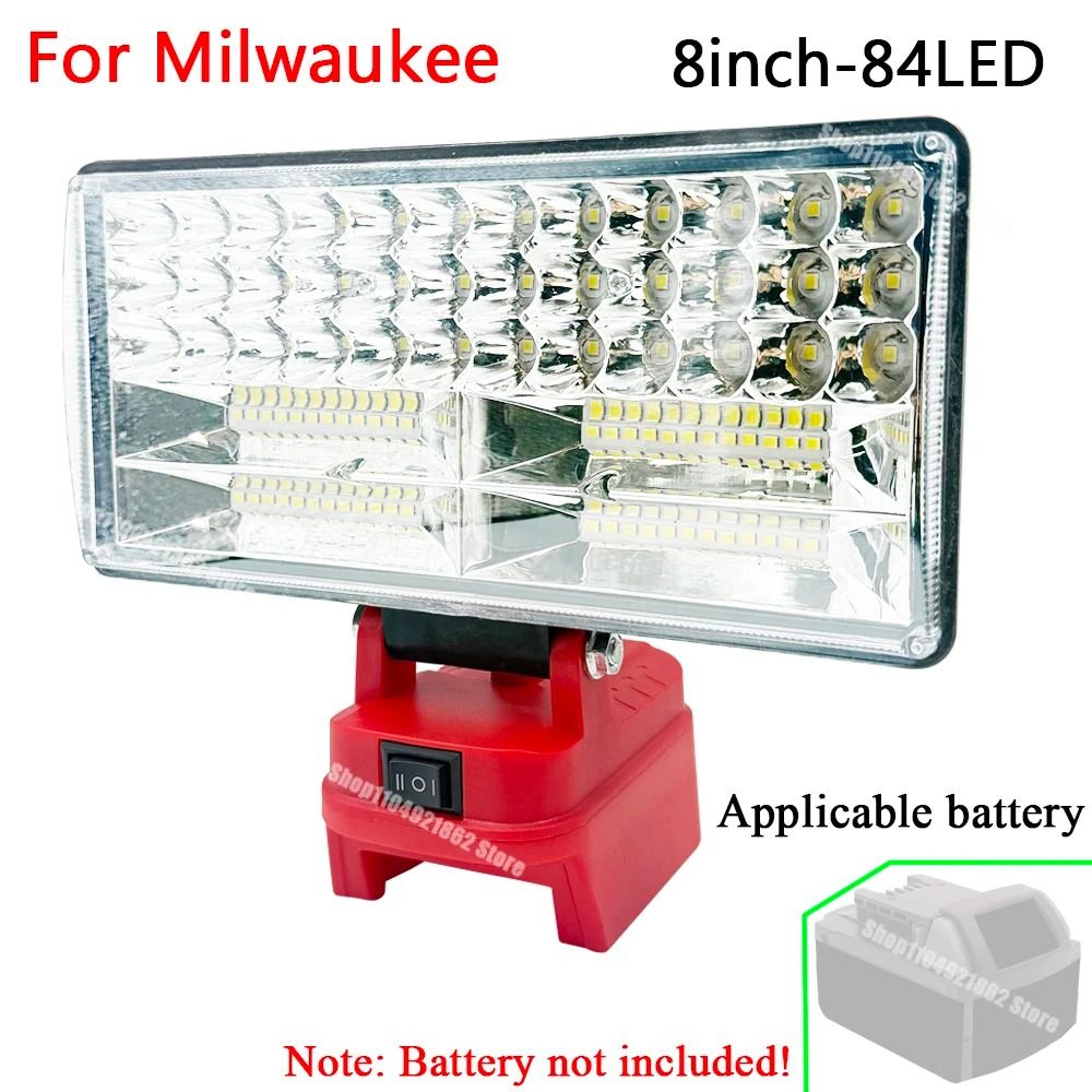 8Inch Cordless LED Work Light Spotlight  USB Power Bank For Milwaukee M18  DeWalt 20V Batteries 7