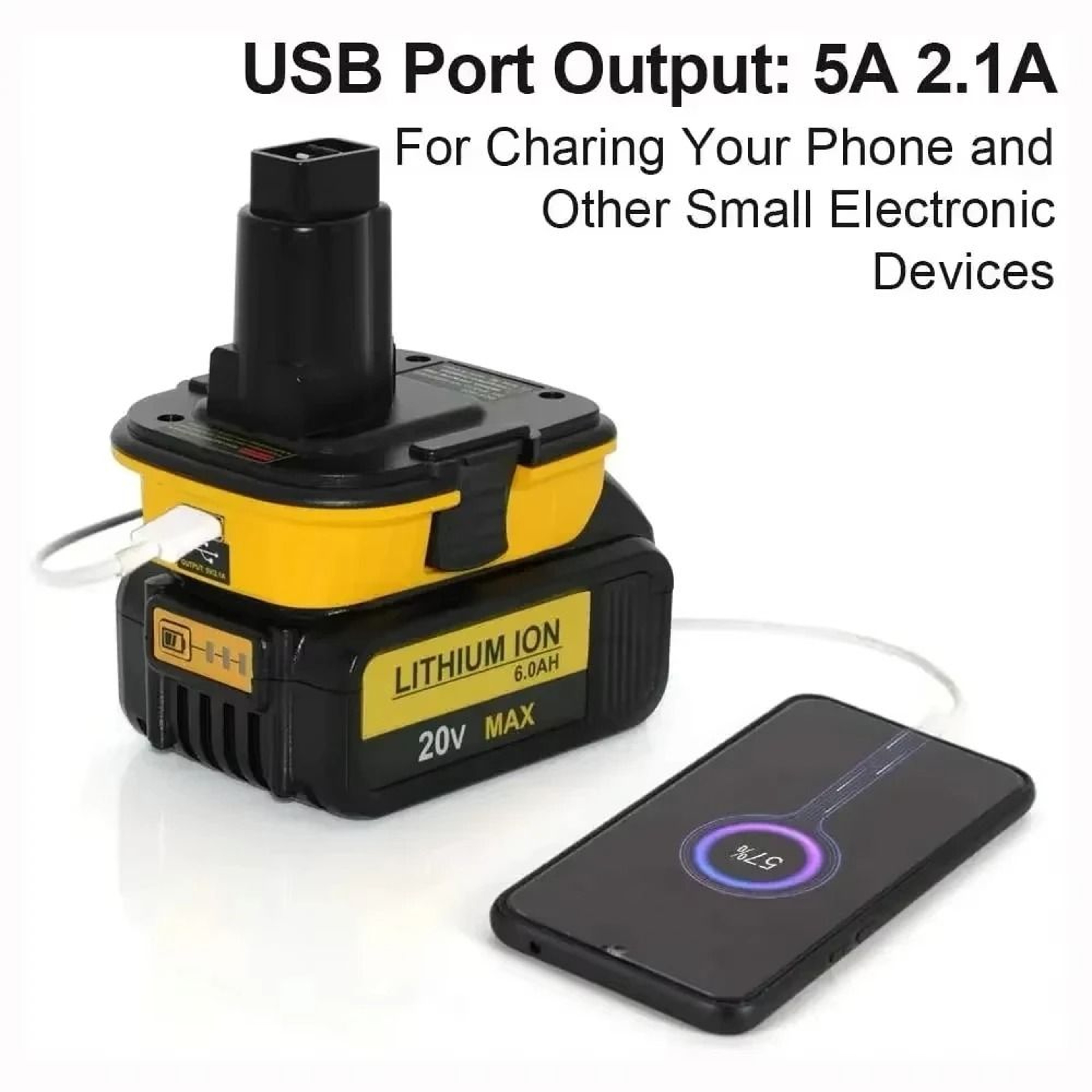 DCA1820 Power Tool Battery Adapter  USB Power Bank For DeWalt 20V Liion To 18V NiCdNiMh Tools DC909 1