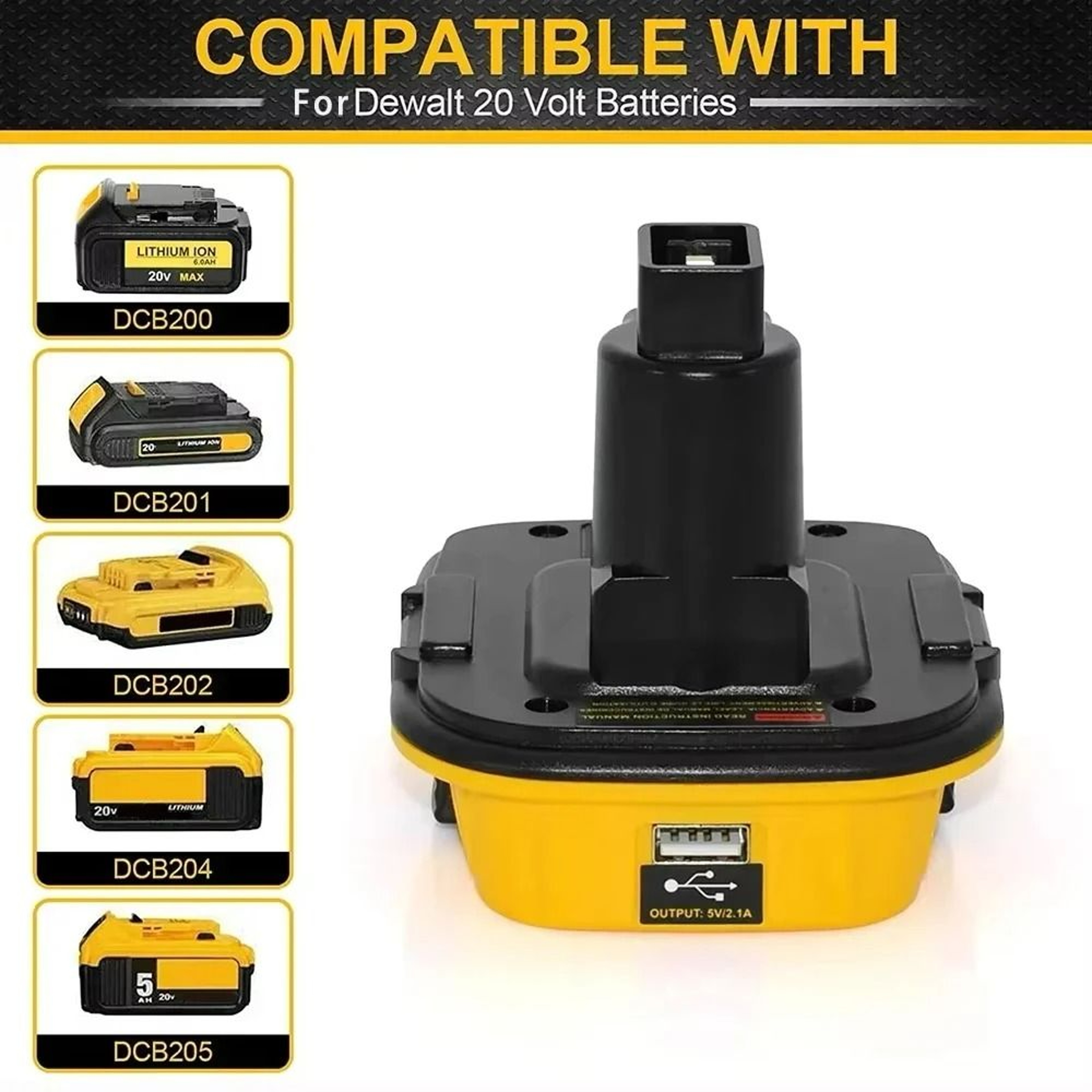 DCA1820 Power Tool Battery Adapter  USB Power Bank For DeWalt 20V Liion To 18V NiCdNiMh Tools DC909 4
