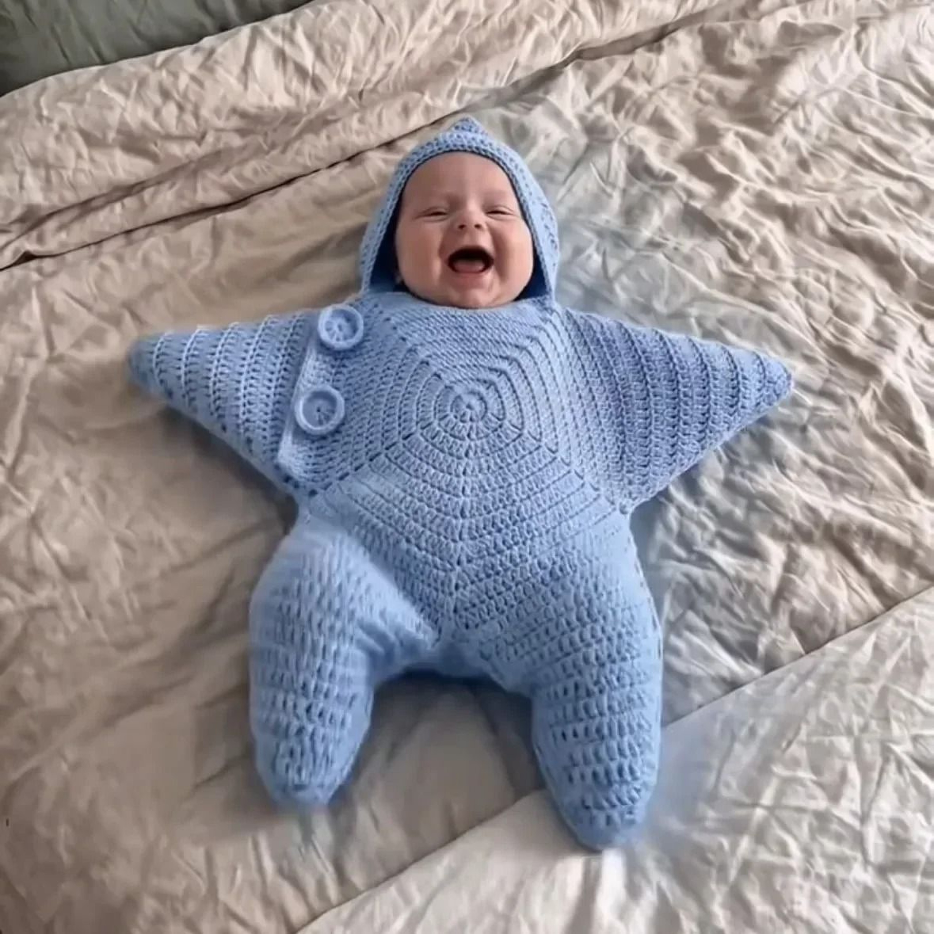 Cute Cartoon Hand Crocheted Starfish Baby Romper Knitted Jumpsuit 2