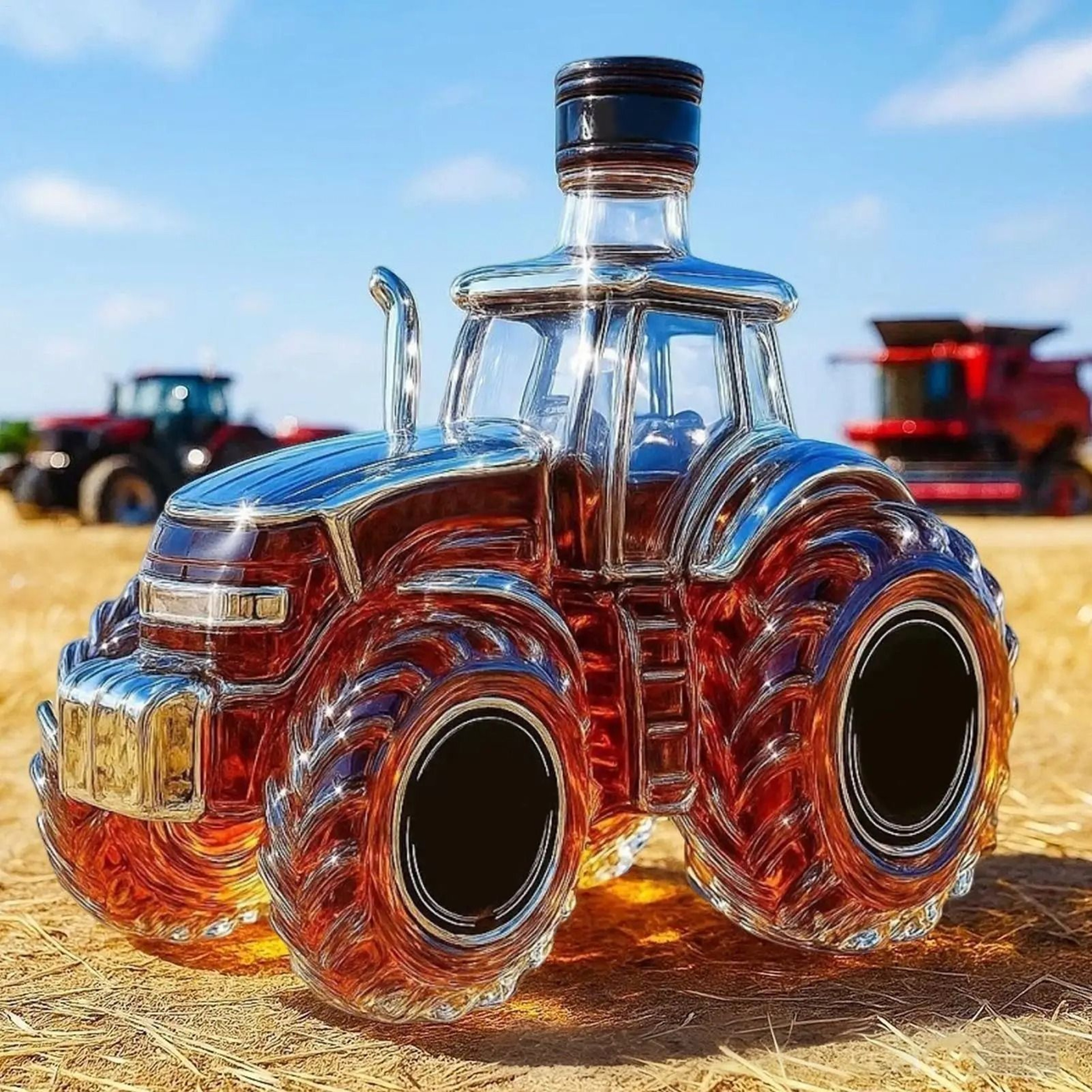 Handcrafted Tractor Whiskey Decanter 300ml Novelty Glass Liquor Dispenser Bottle 4