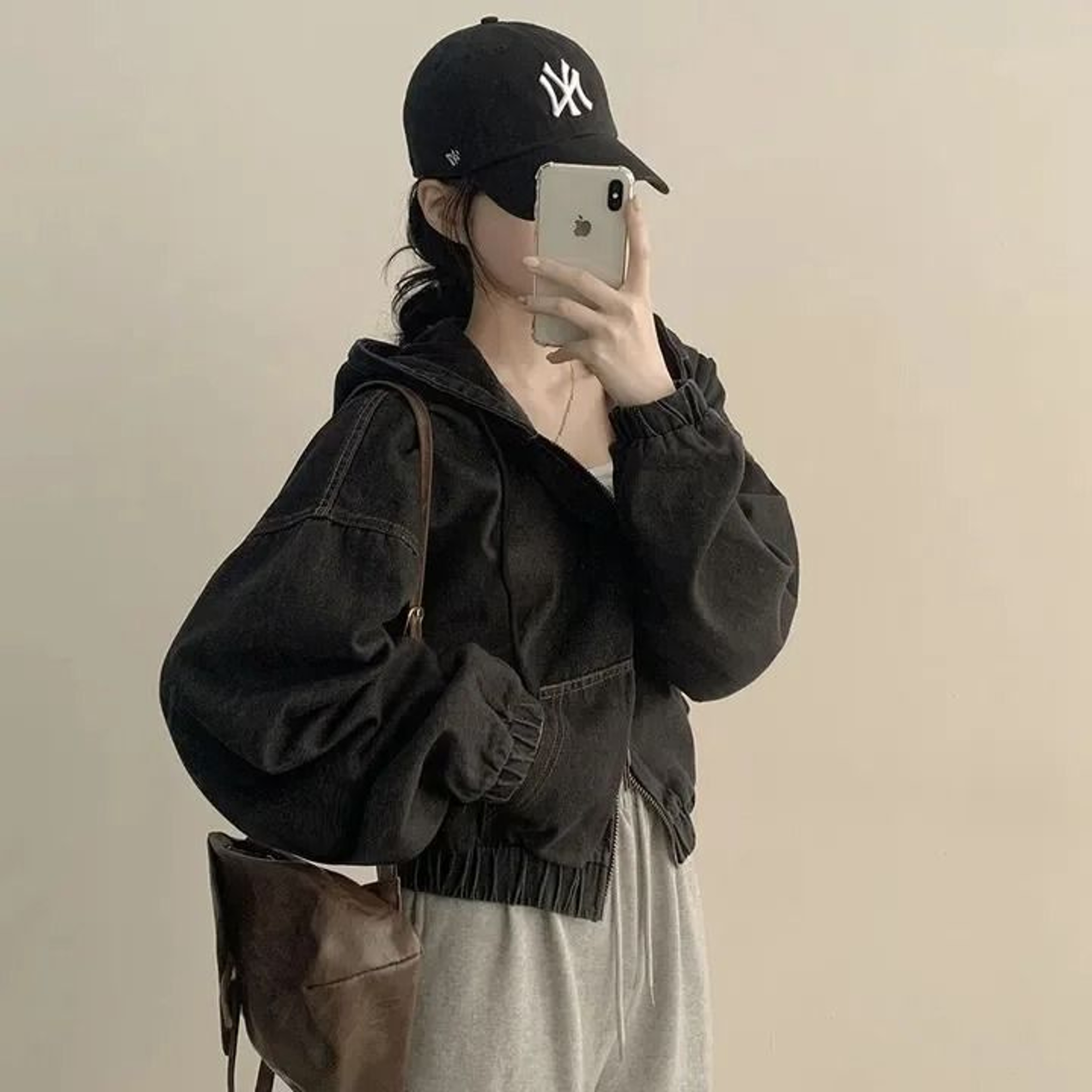 Korean Lazy Chic Autumn Retro Hooded Denim Jacket Loose Casual Short Light Jean Coat 6