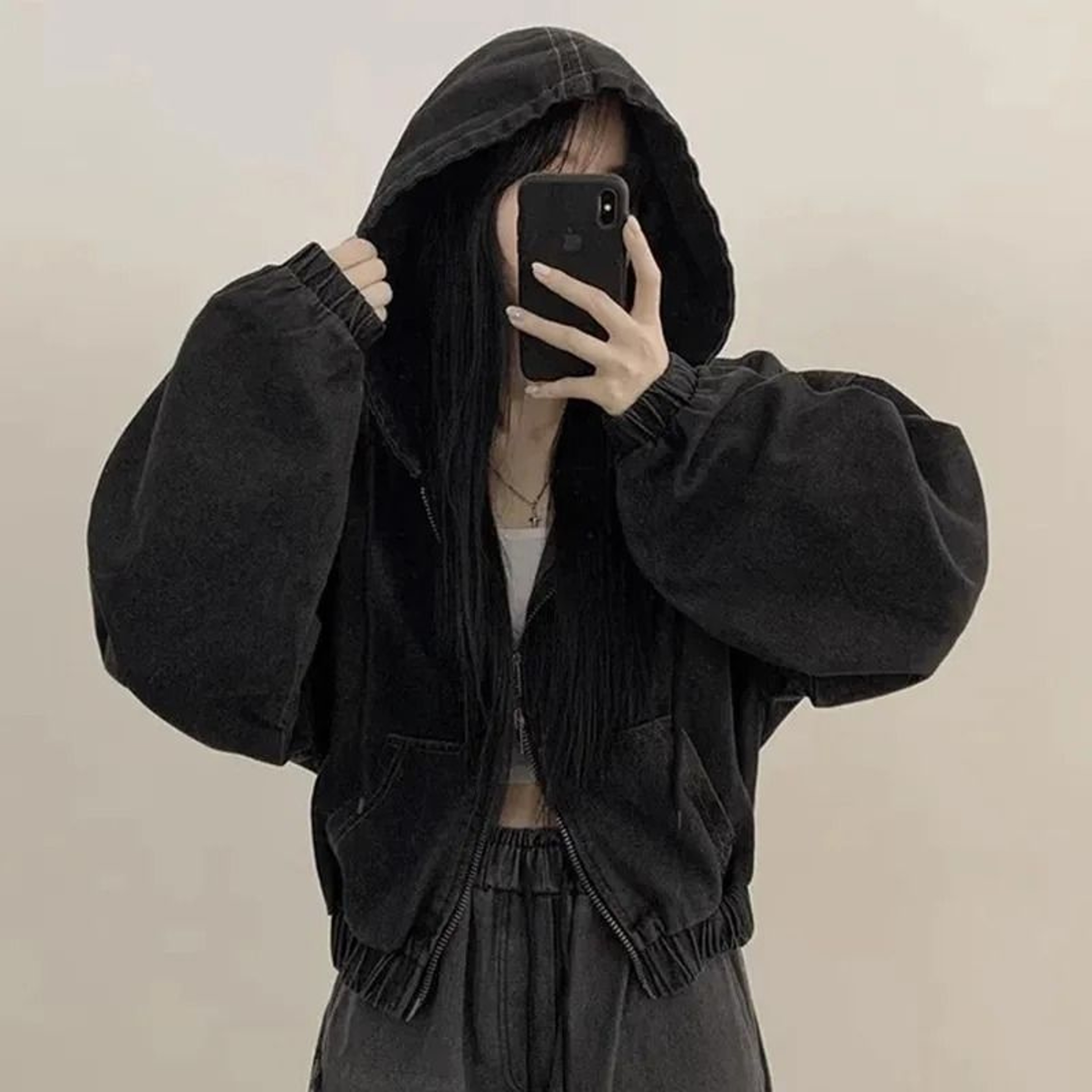 Korean Lazy Chic Autumn Retro Hooded Denim Jacket Loose Casual Short Light Jean Coat 5