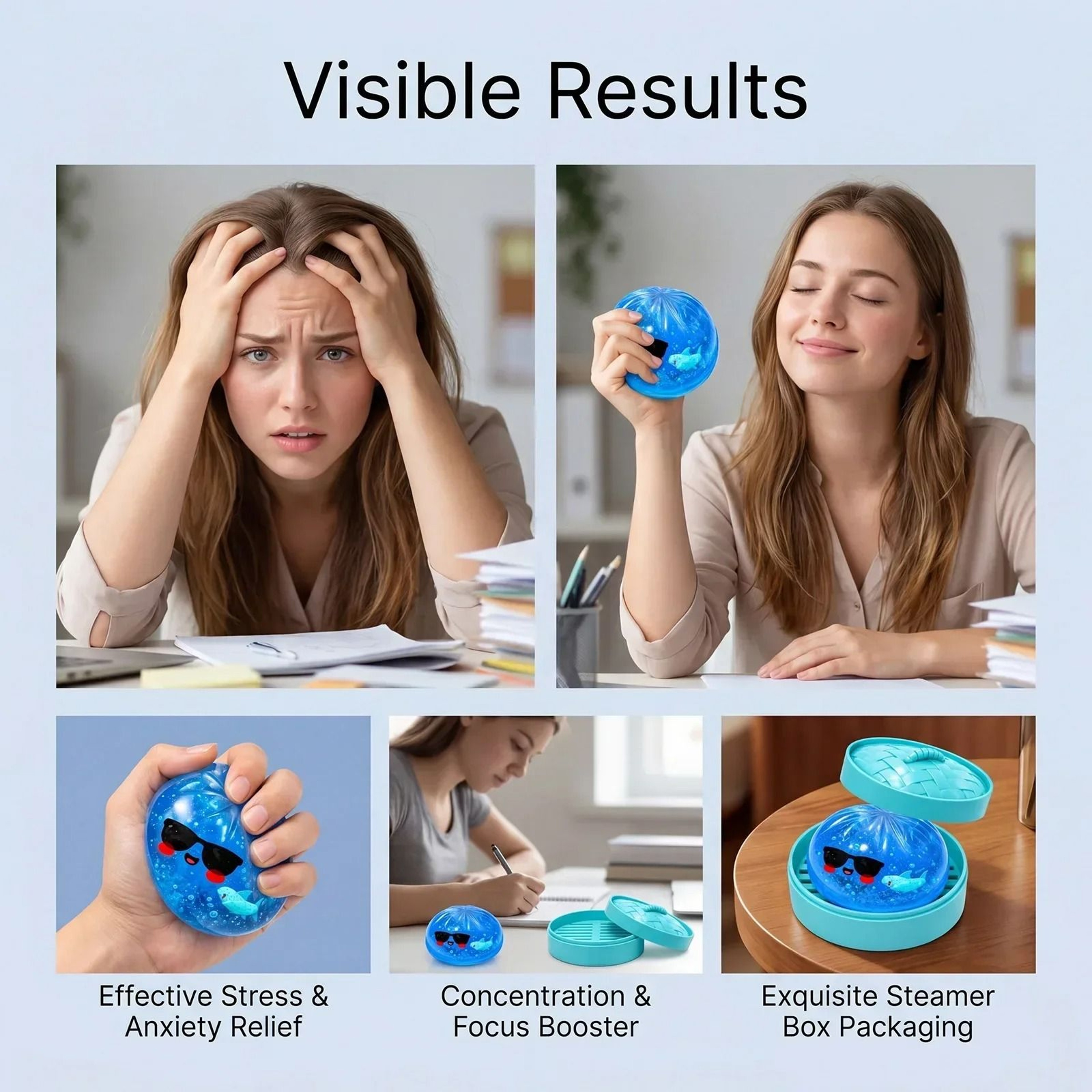 Glitter Steamed Bun Dumpling Fidget Toy UltraSoft Sensory Stress Relief Squishy 5