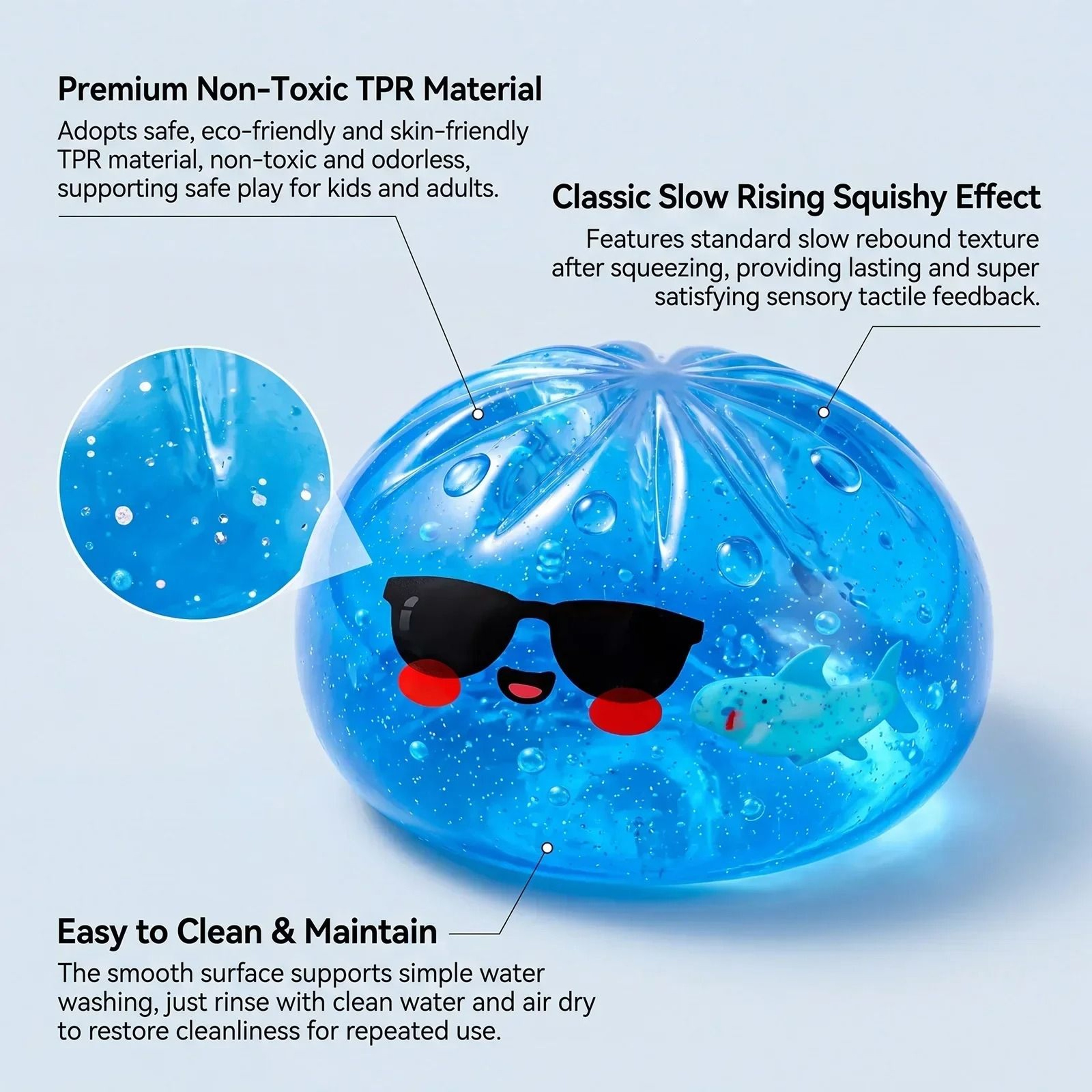 Glitter Steamed Bun Dumpling Fidget Toy UltraSoft Sensory Stress Relief Squishy 4