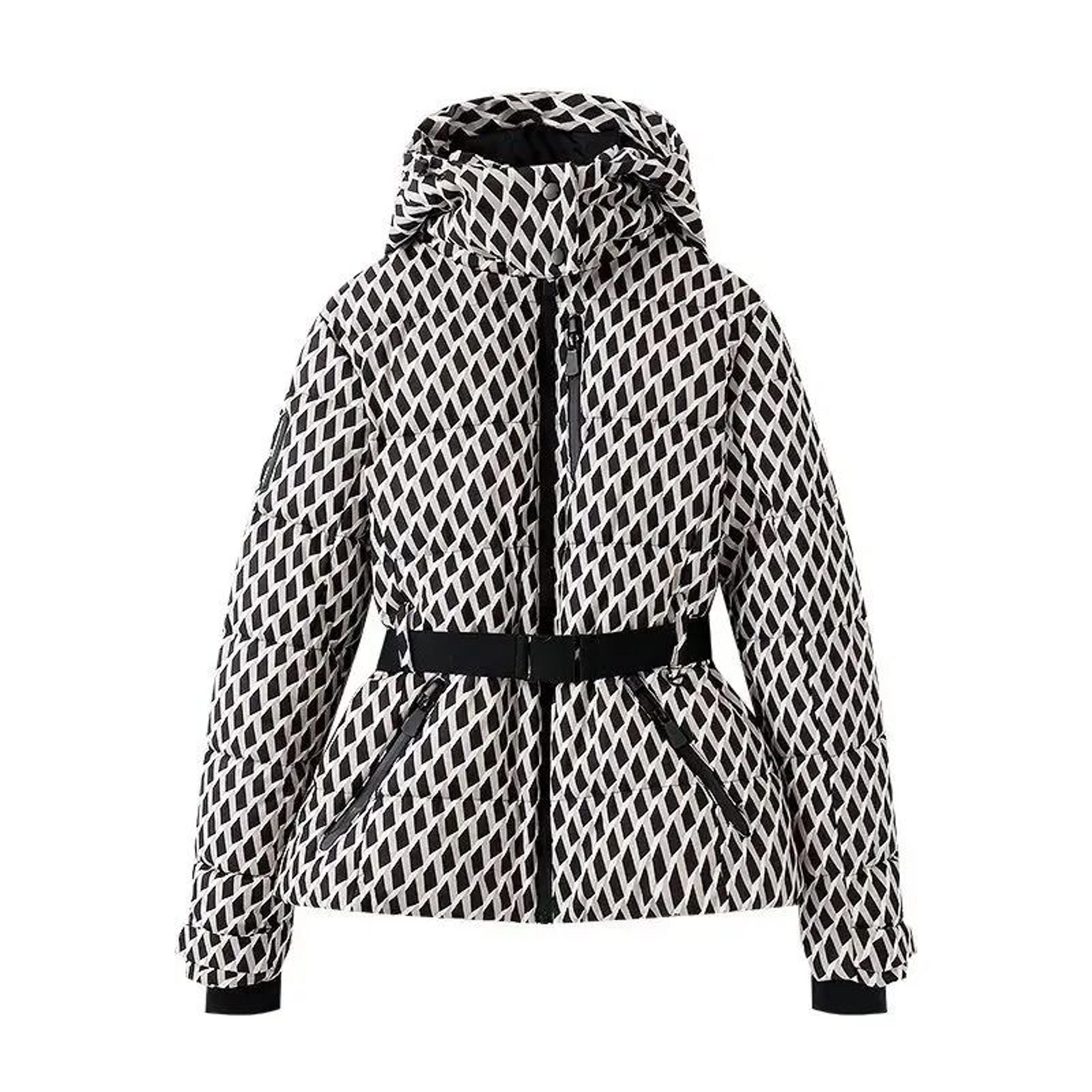 Womens Winter Hooded Belted Padded Parka Coat Warm Windproof Ski Jacket 7