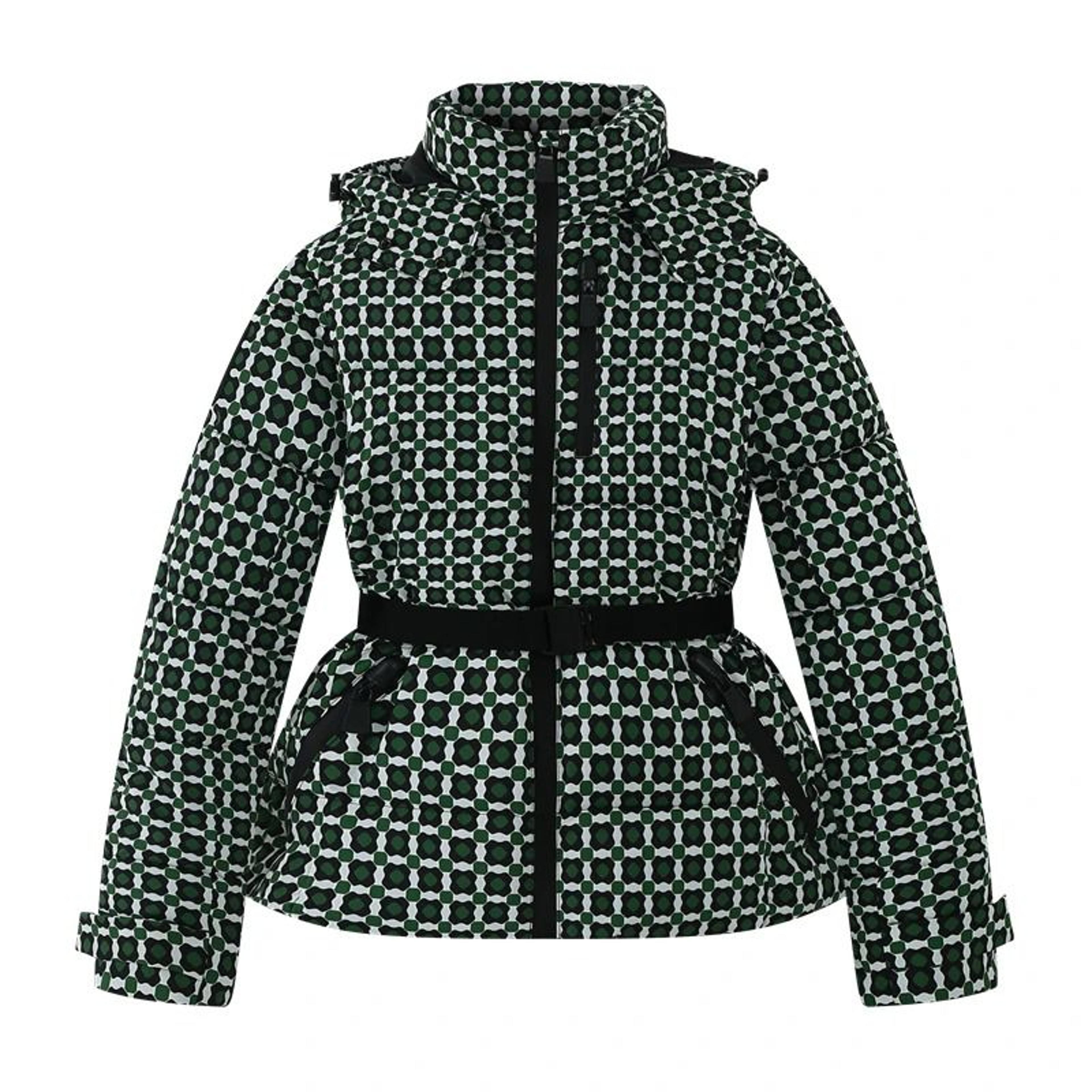 Womens Winter Hooded Belted Padded Parka Coat Warm Windproof Ski Jacket 9