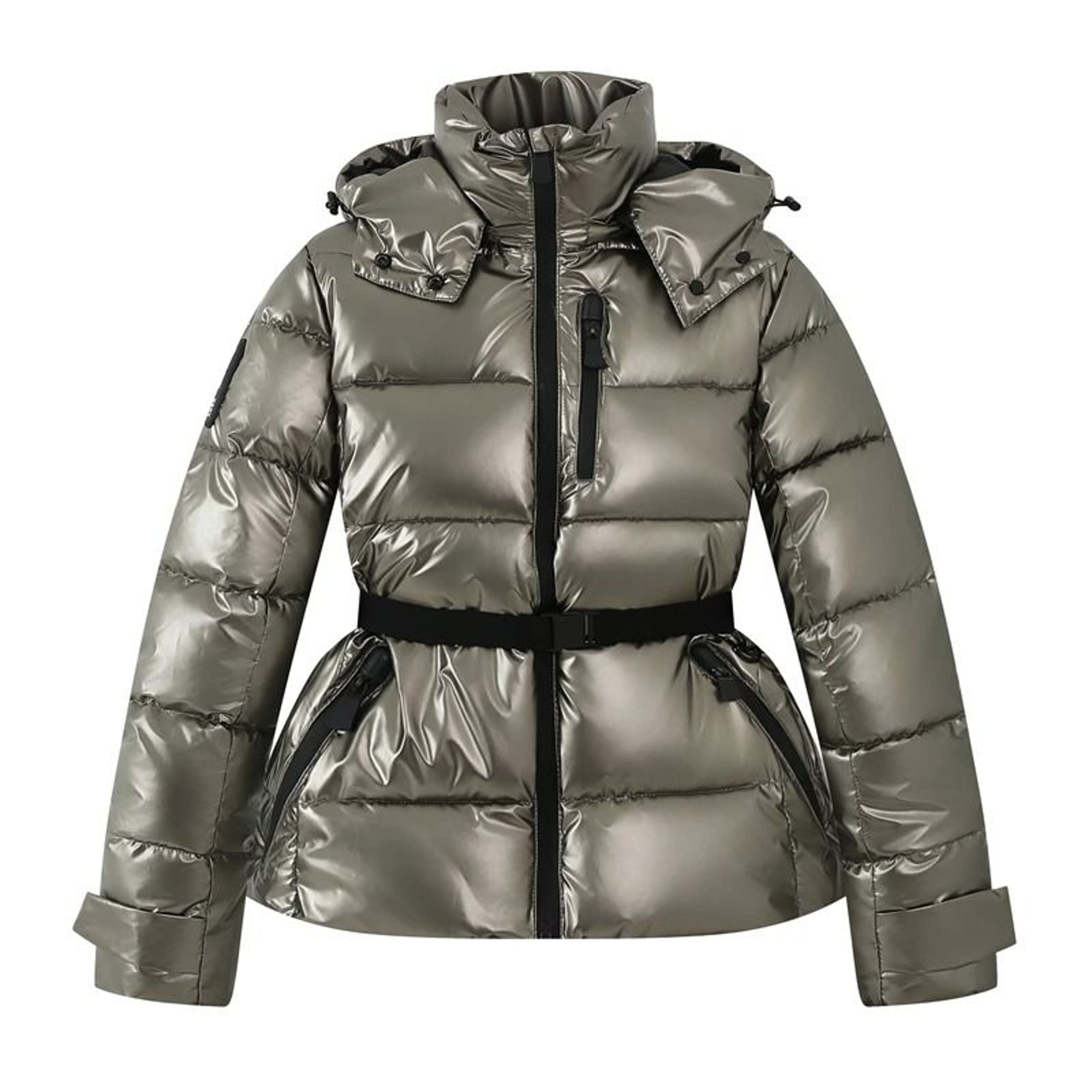 Womens Winter Hooded Belted Padded Parka Coat Warm Windproof Ski Jacket 6