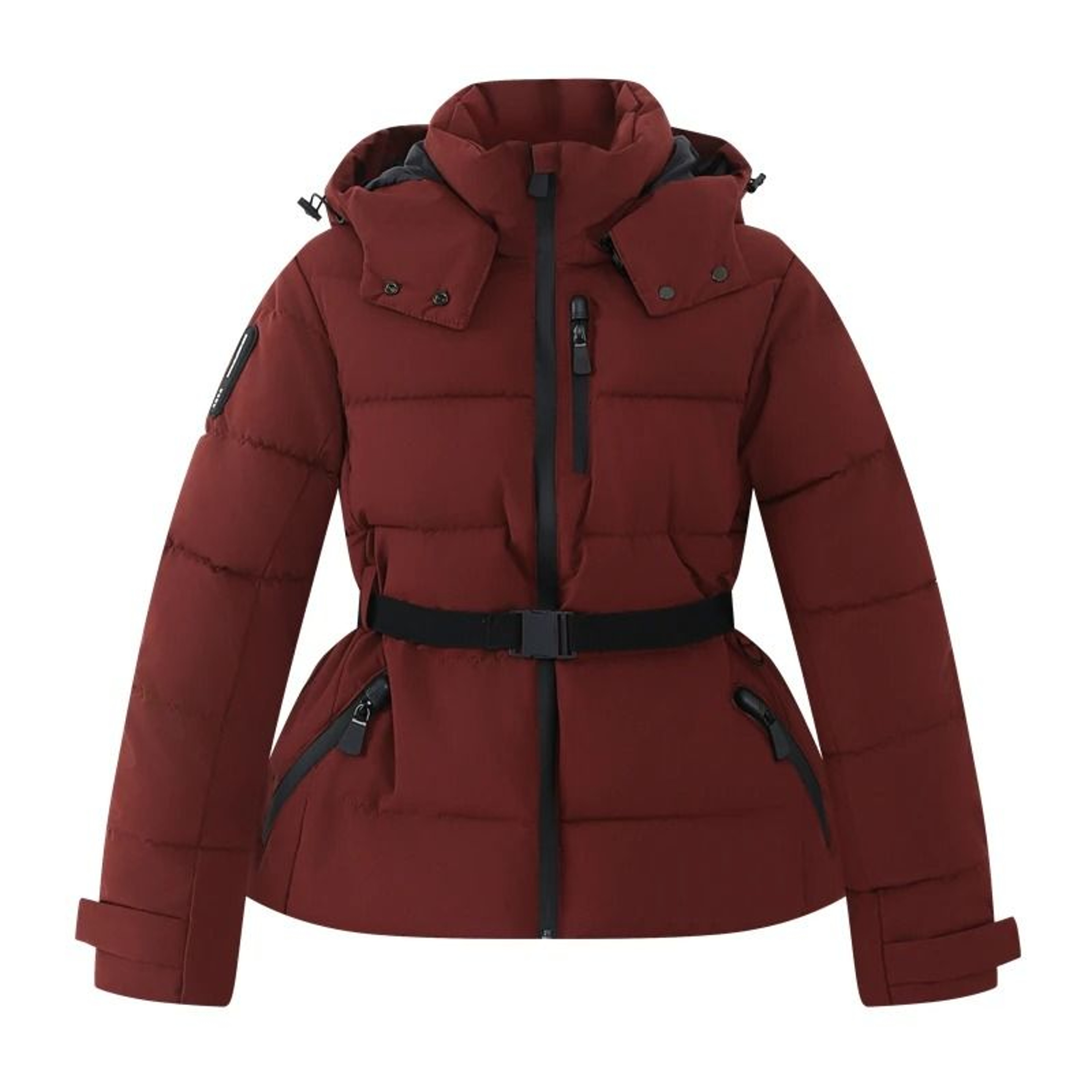 Womens Winter Hooded Belted Padded Parka Coat Warm Windproof Ski Jacket 10