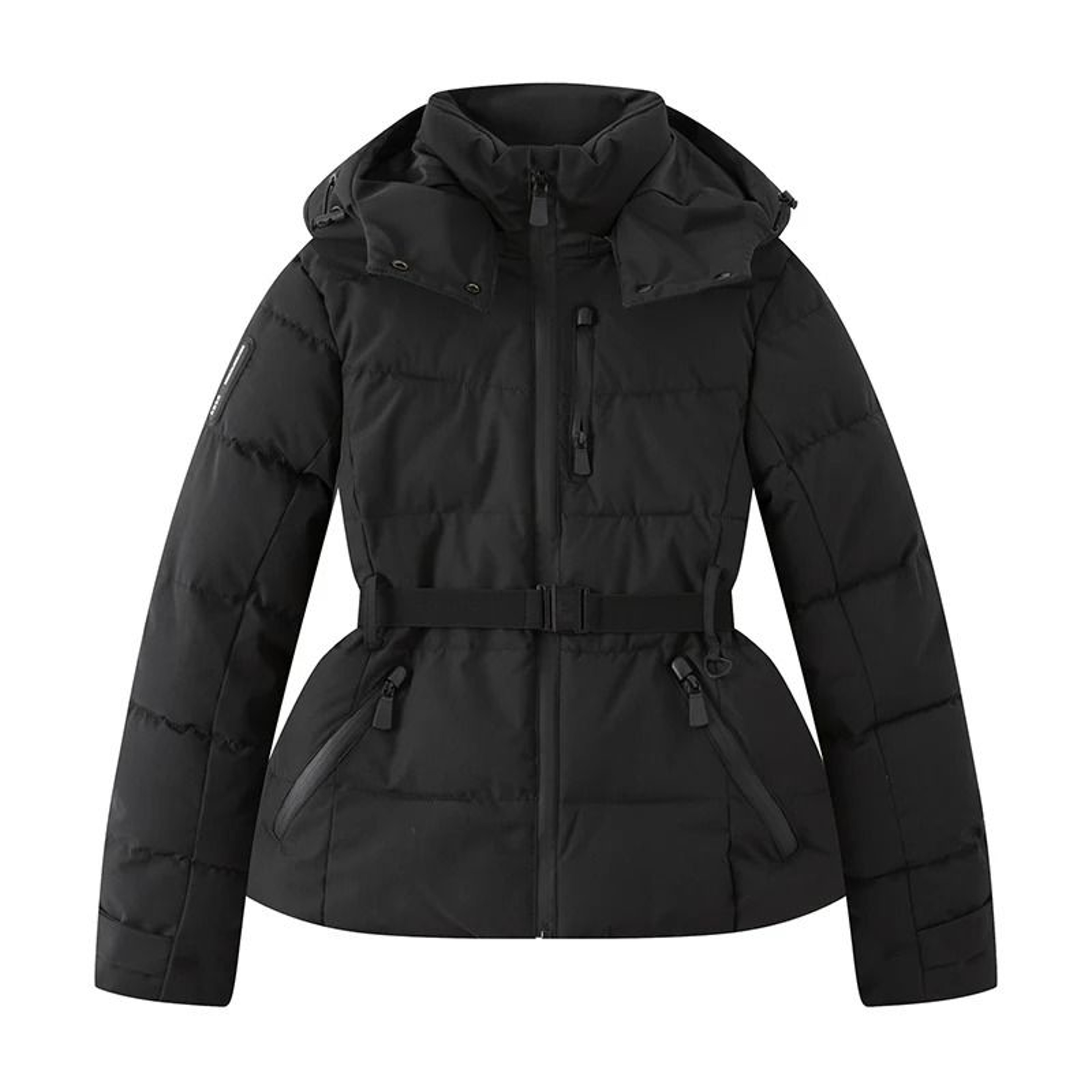 Womens Winter Hooded Belted Padded Parka Coat Warm Windproof Ski Jacket 3