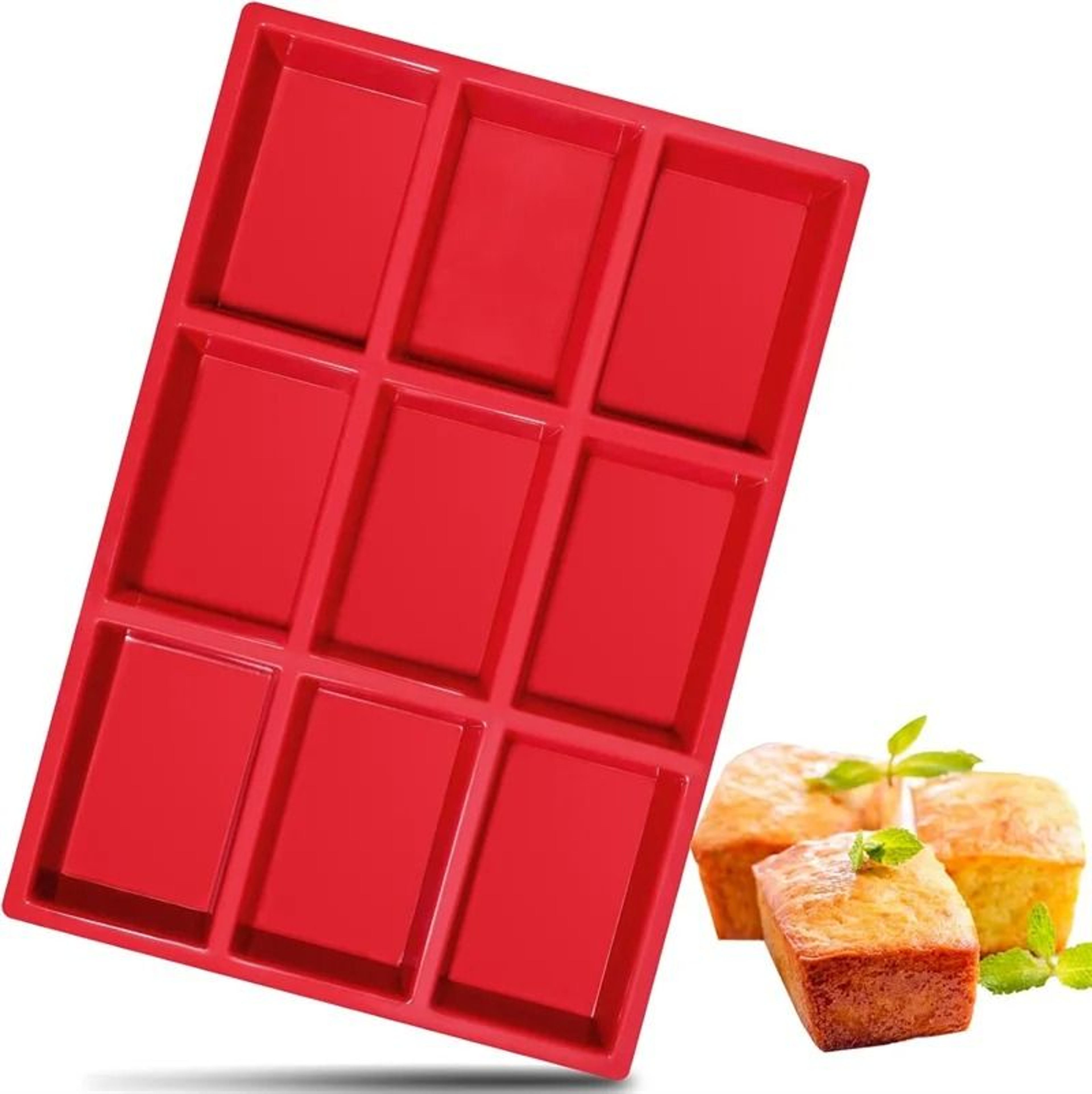 9Cavity Silicone Mini Loaf Pan NonStick Bread Baking Mold Heat Resistant Cornbread Pan 6