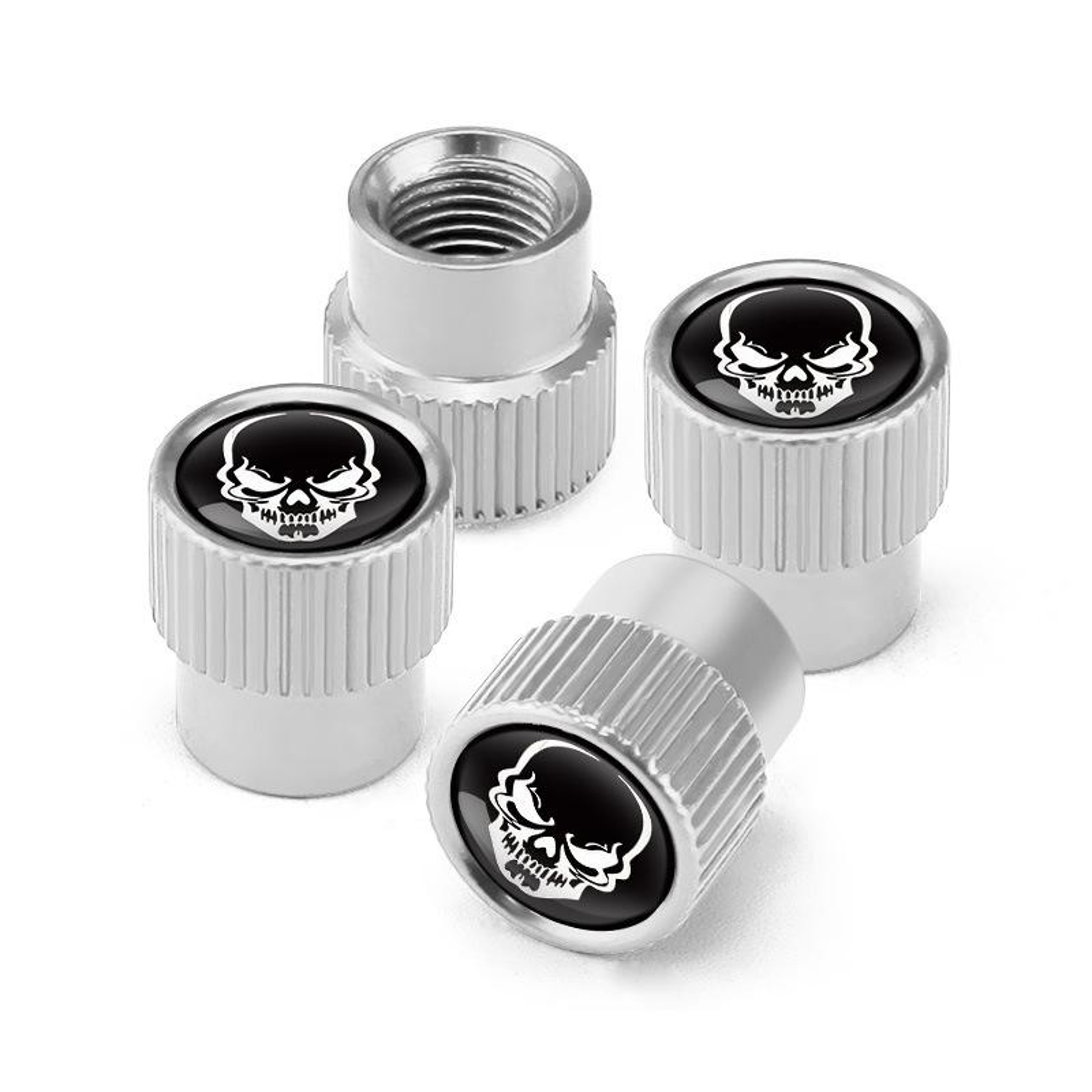 Skeleton Aluminum Tire Valve Caps 4pcs Universal Car Tire Valve Caps Decorative Black – view 7
