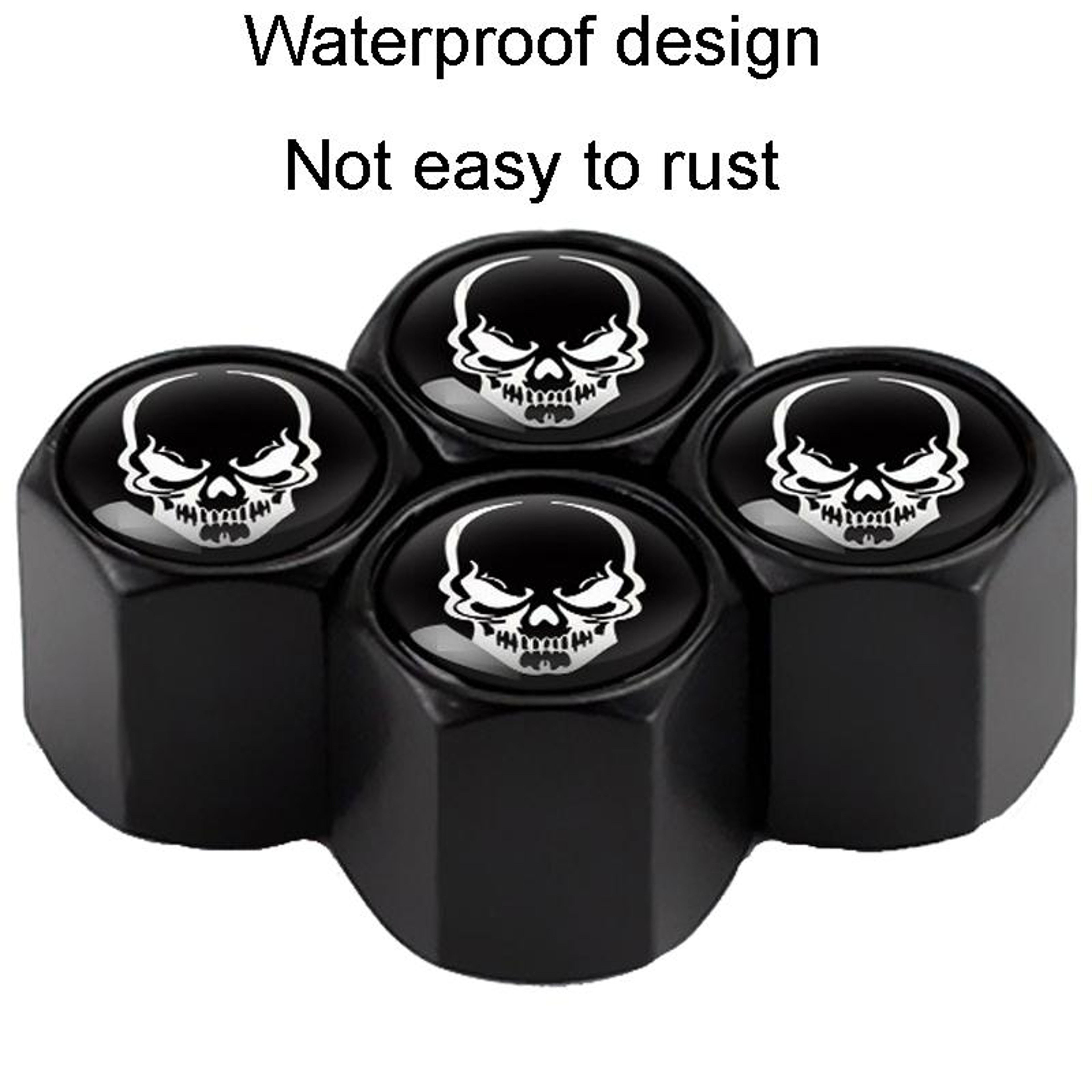 Skeleton Metal Tire Valve Caps Set  Universal Valve Stem Caps, Black Alloy Tire Caps – view 3
