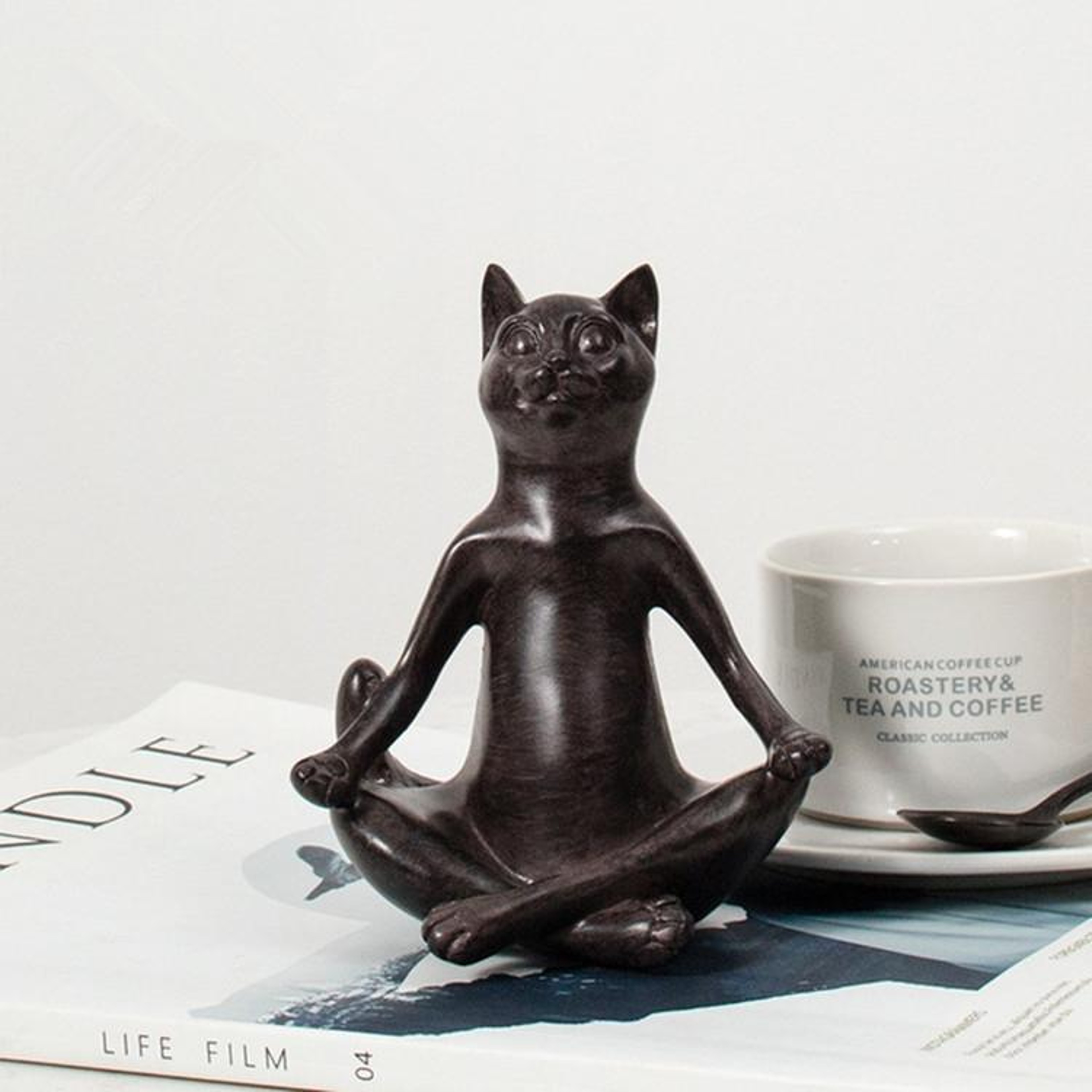 Zen Yoga Cat Figurine Meditation Decor for Home and Office – view 5