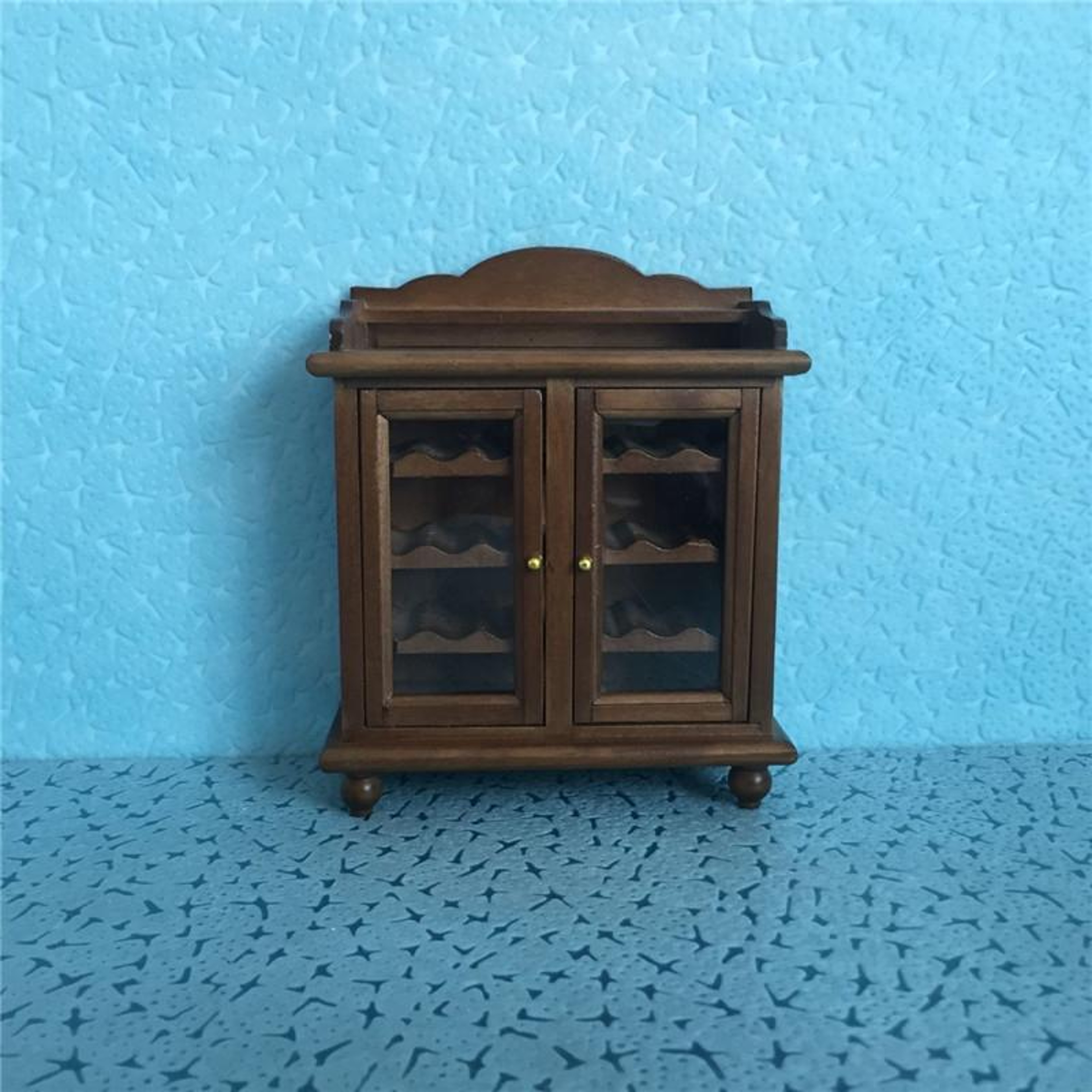 1:12 Scale Walnut Dollhouse Wine Cabinet Miniature Display Furniture – view 5
