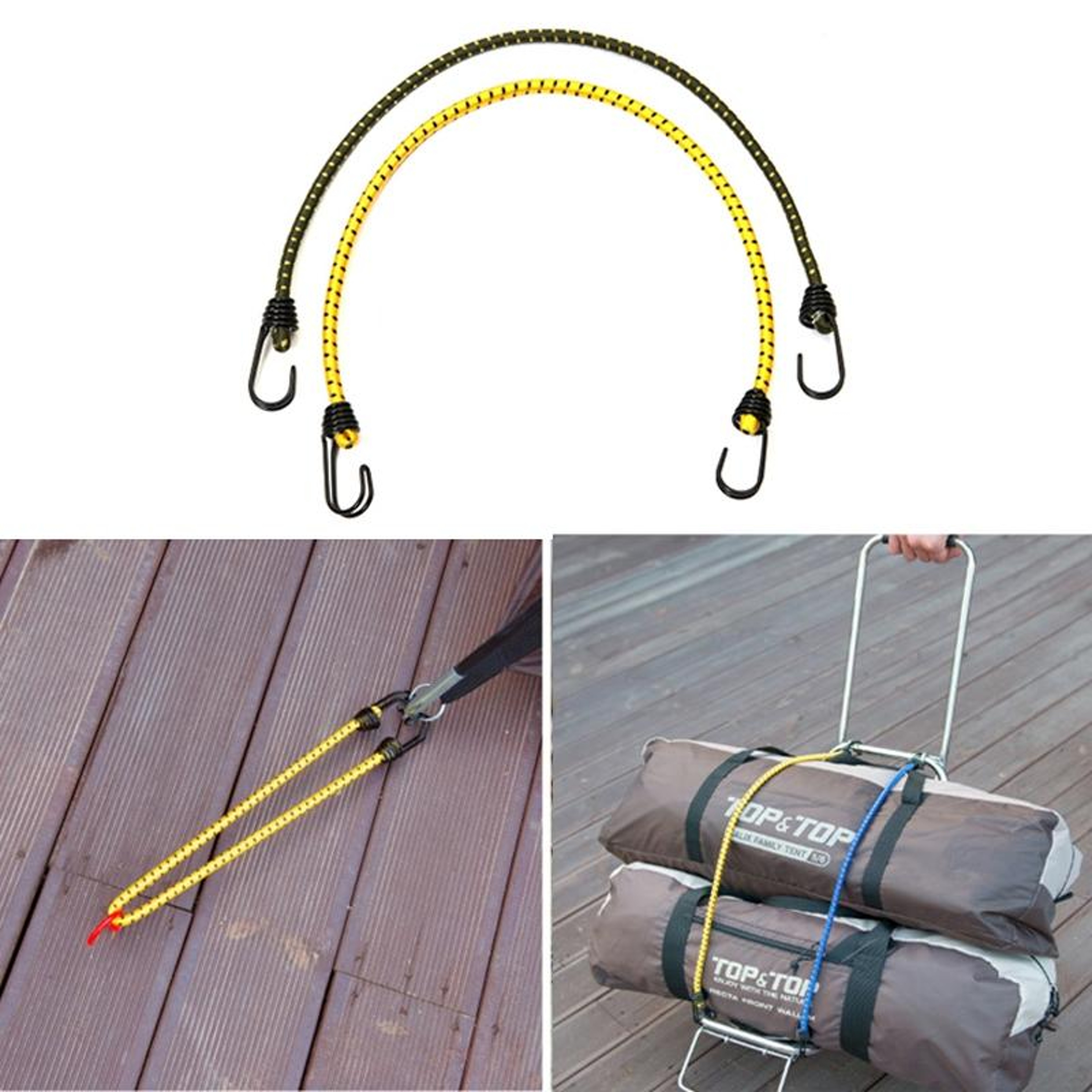Heavy Duty Bungee Cords with Hooks Multipurpose Elastic Cargo Straps for Camping and Travel – view 1